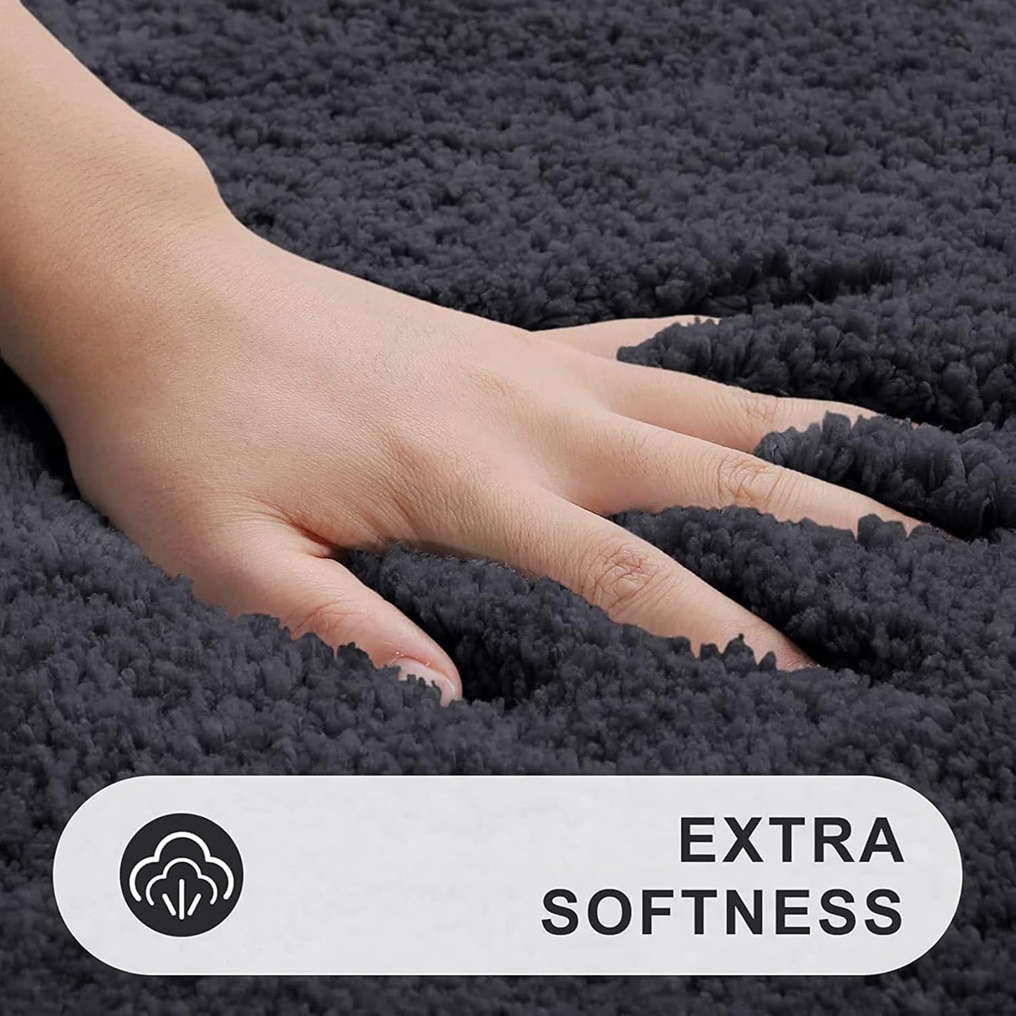 Microfiber Bathroom Rugs Set 2 Pieces - Shaggy Soft Thick Bath Mat, Non-Slip Machine Wash/Dry Absorbent Shower Bathroom Rugs and Mats Sets for Bathroom(20"X32"+20"X32", Charcoal Grey)