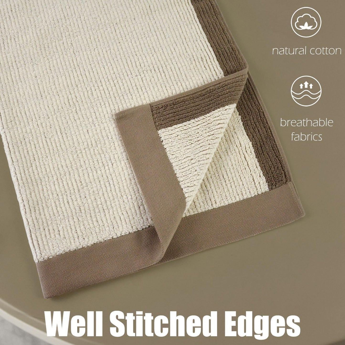 Shower Towels for Bathroom - Ultra Soft Bath Towels Set of 2, 520 GSM, 500,000 Dense Loops per Side, Quick-Dry and Highly Absorbent, 54 X 28 Inches, Light-Brown