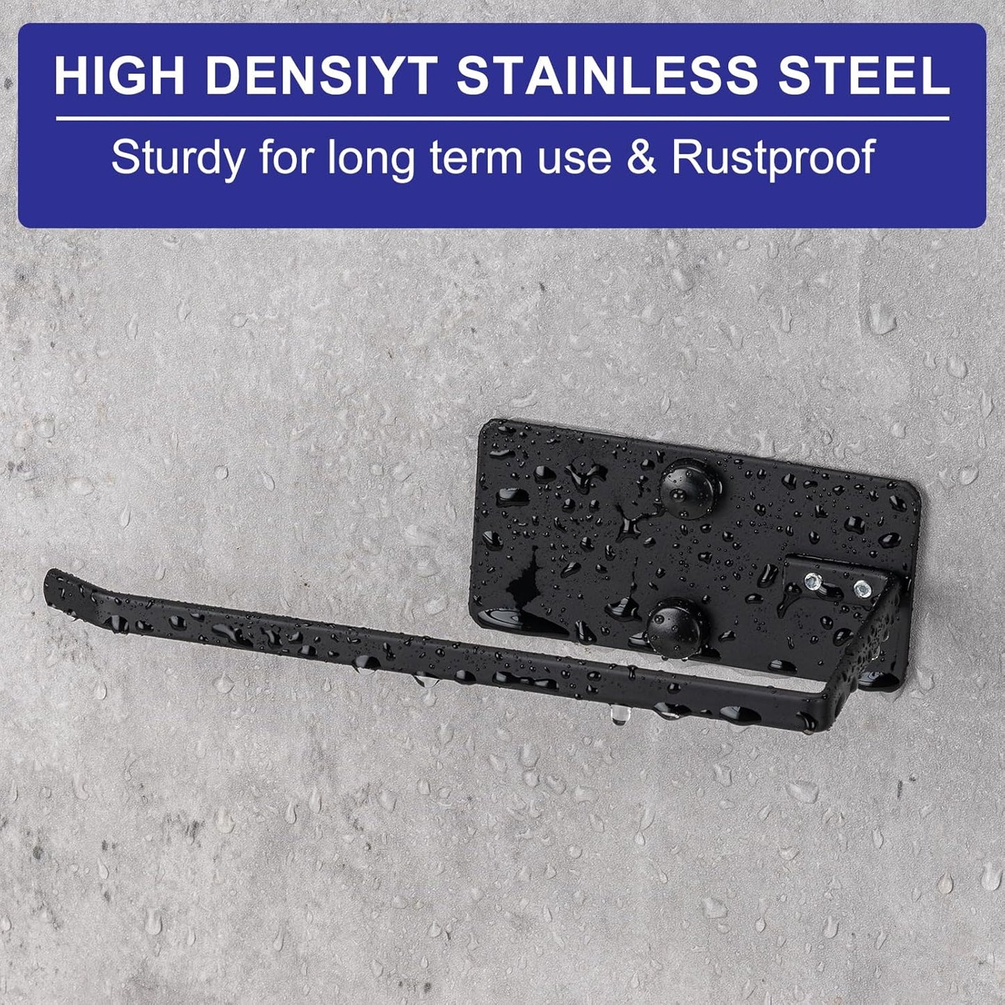 Bathroom Toilet Paper Holder 2Pack,Stainless Steel Toilet Roll Holder,Wall Mounted Self Adhesive Paper Stand for Bathroom, Kitchen, Washroom(Black)