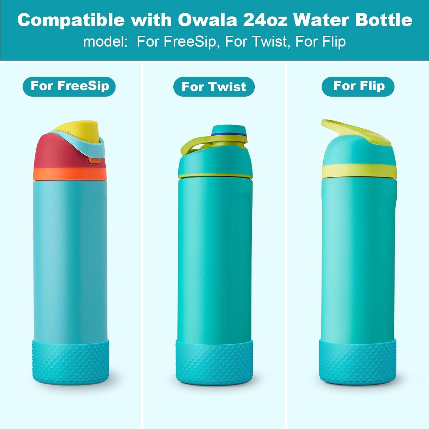 Silicone Boot for Owala Water Bottle 24 Oz 32 Oz 40 Oz, Anti-Slip Protective Sleeve for Freesip/Twist/Flip Stainless Steel Water Bottles Accessories