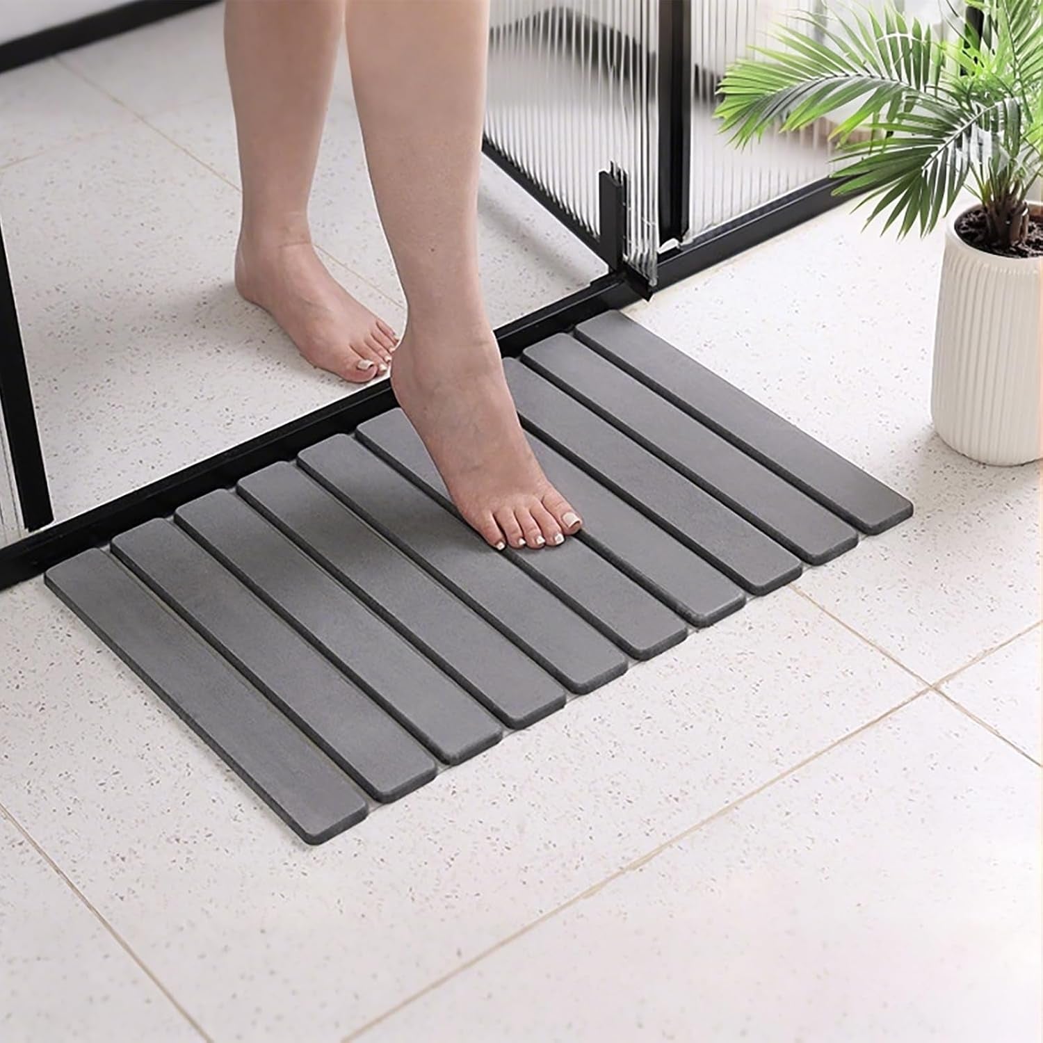 Stone Bath Mat, Diatomaceous Earth Shower Mat Non Slip, Quick Dry Diatomite Bathroom Rugs, Drying Mat for Bathroom/Kitchen Counter(23.6''Ă—15.4")