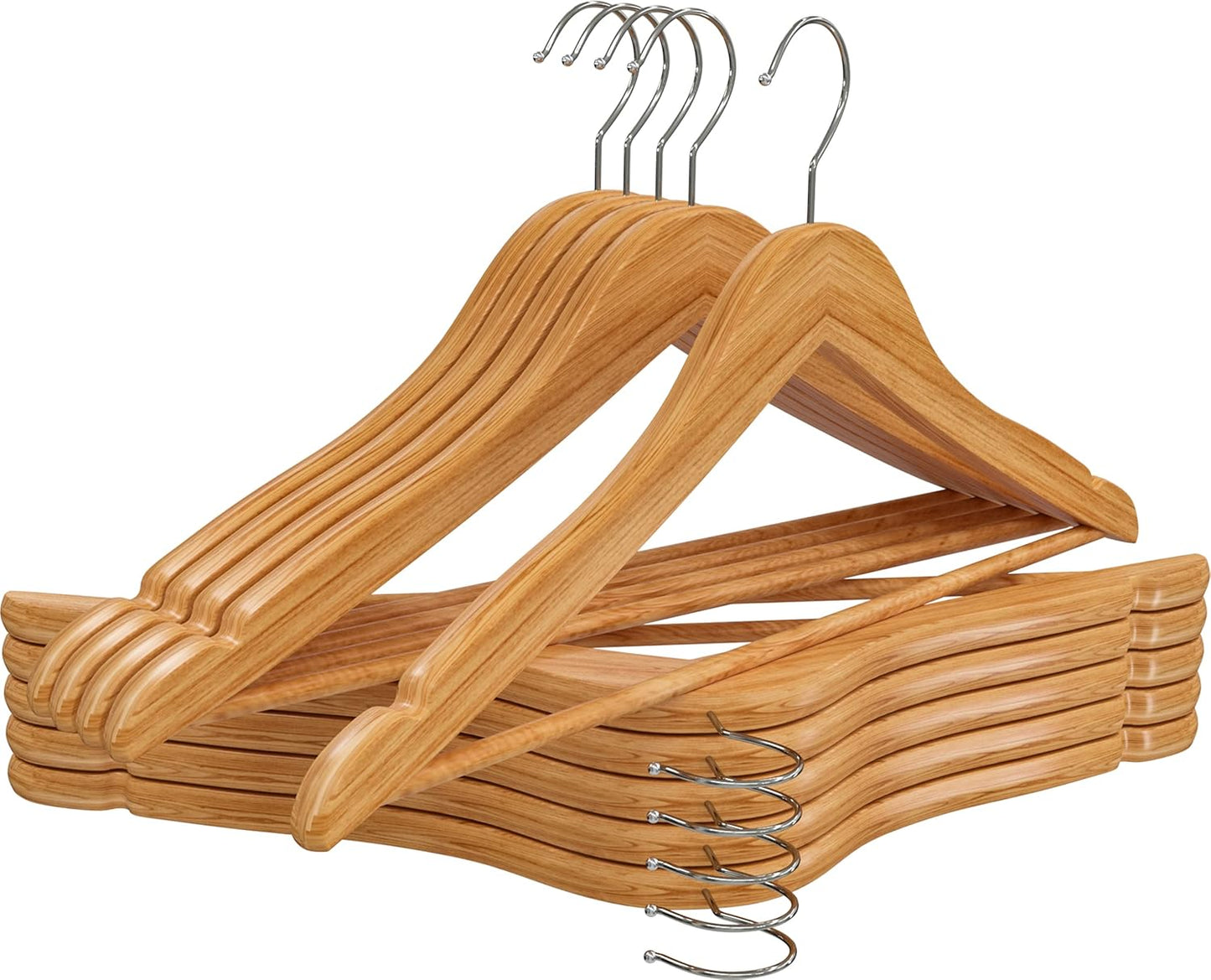 Premium Wooden Hangers 20 Pack - Durable & Slim Coat Hanger - Suit Hanger with 360-Degree Rotatable Hook - Wood Hangers with Shoulder Grooves (Natural Color)