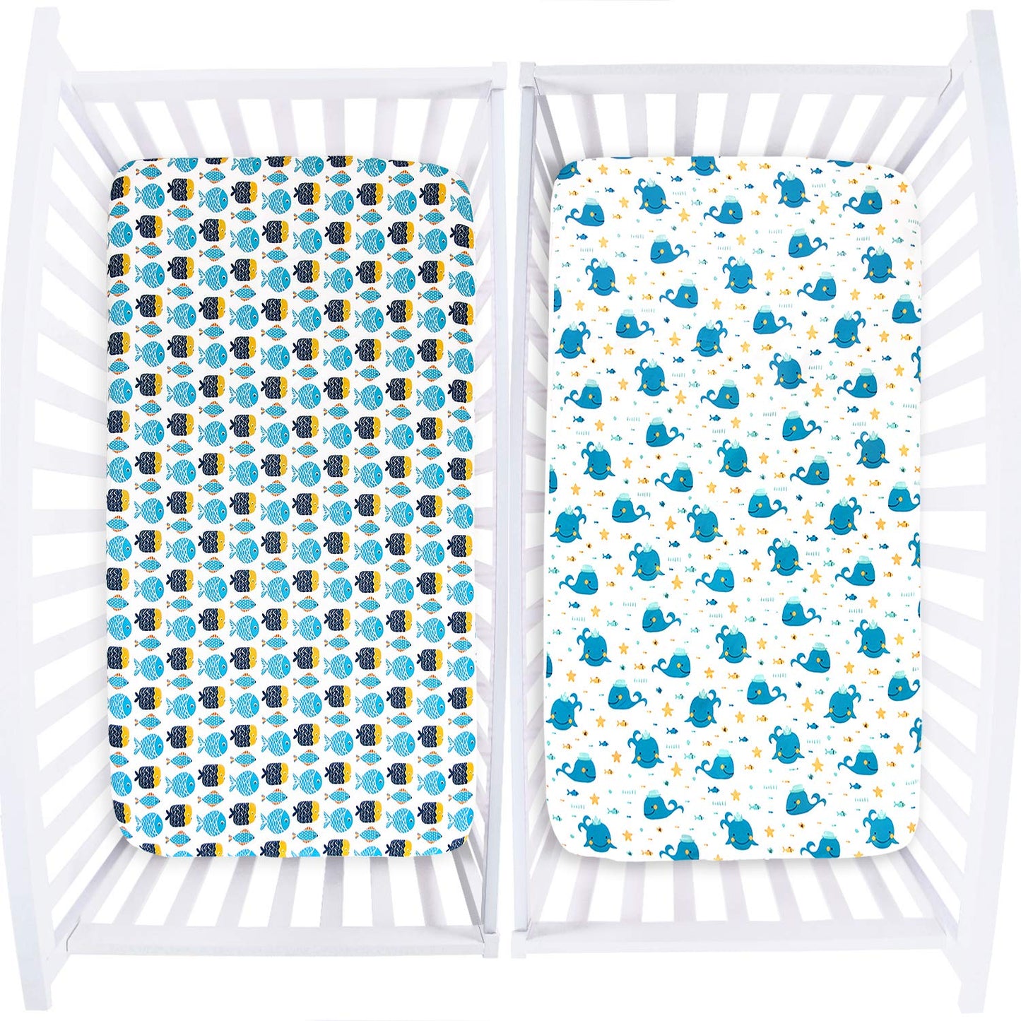 Crib Sheets Fitted, 2 Pack Crib Sheet Fits for Standard Crib Mattress, Toddler Sheets for Baby Boys & Girl