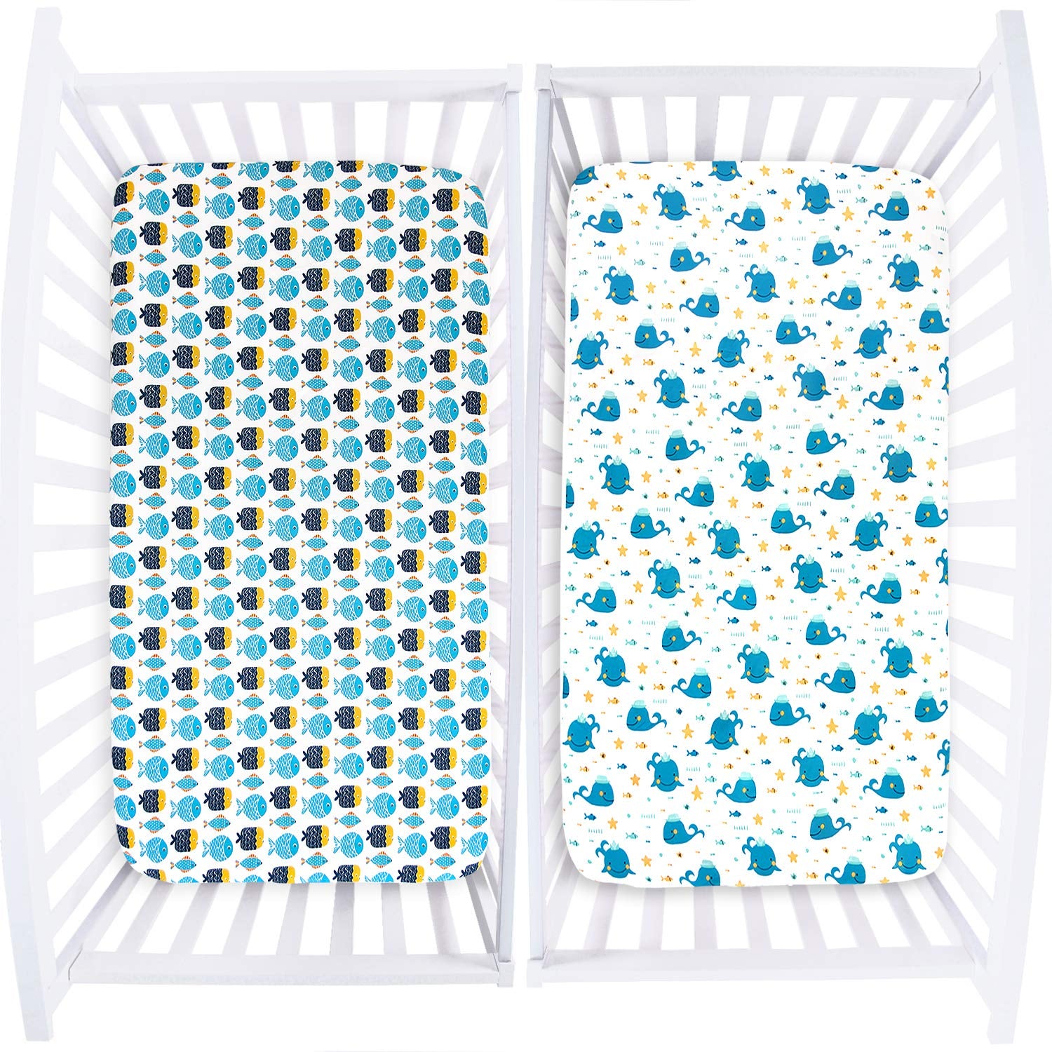 Crib Sheets Fitted, 2 Pack Crib Sheet Fits for Standard Crib Mattress, Toddler Sheets for Baby Boys & Girl