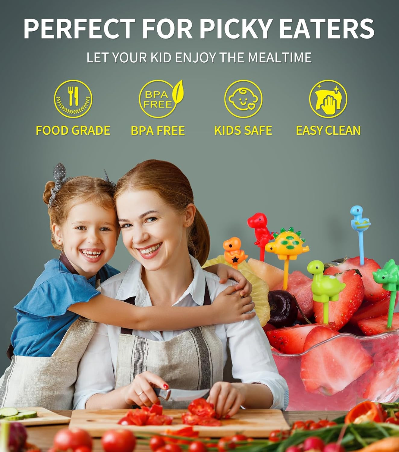 152PCS Animal Food Picks for Kids Lunch Accessories,  Fun Kids Food Picks for Picky Eaters, Reusable Fruit Toothpicks Toddler Food Pick, Cute Lunch Picks for Kids Bento Box Accessories