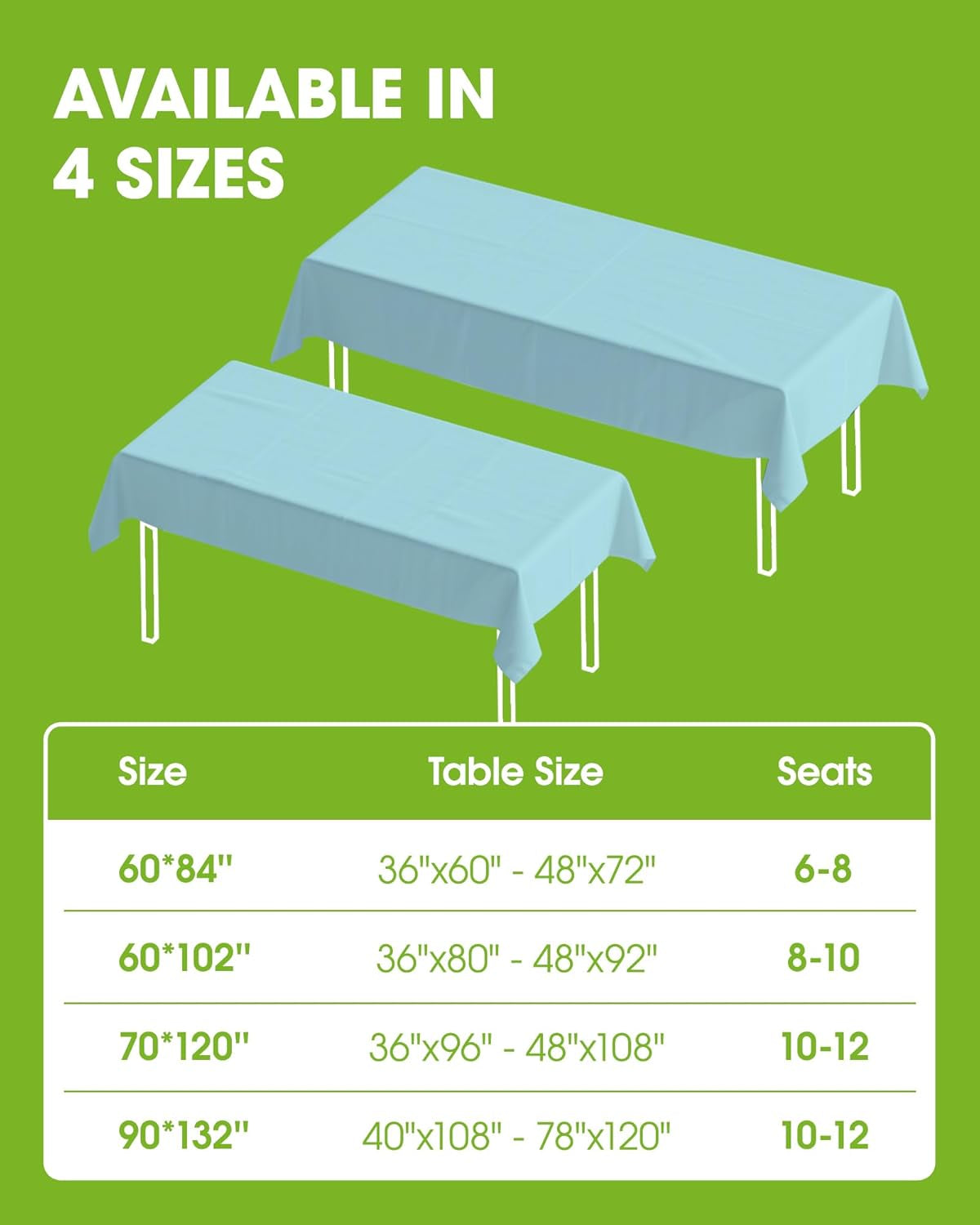 Rectangle Table Cloth 60" X 84" – Durable Polyester Tablecloth Offers Reusable & Washable Protection, Ideal for Outdoor Party, Picnic, Wedding, Banquet and Birthday, Baby Blue