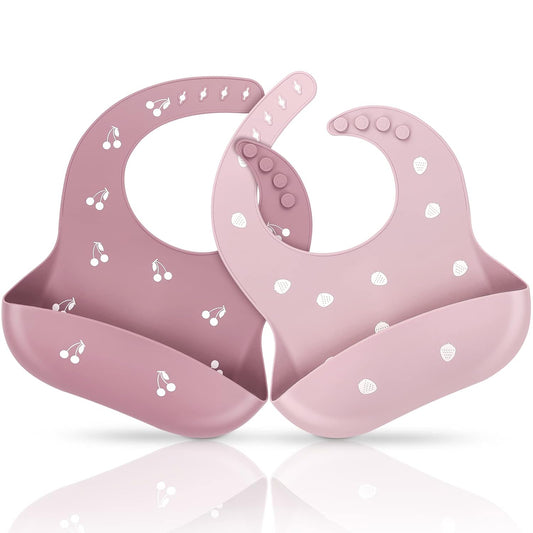 Silicone Baby Bibs for Babies & Toddlers | Adjustable Silicone Bibs Set of 2