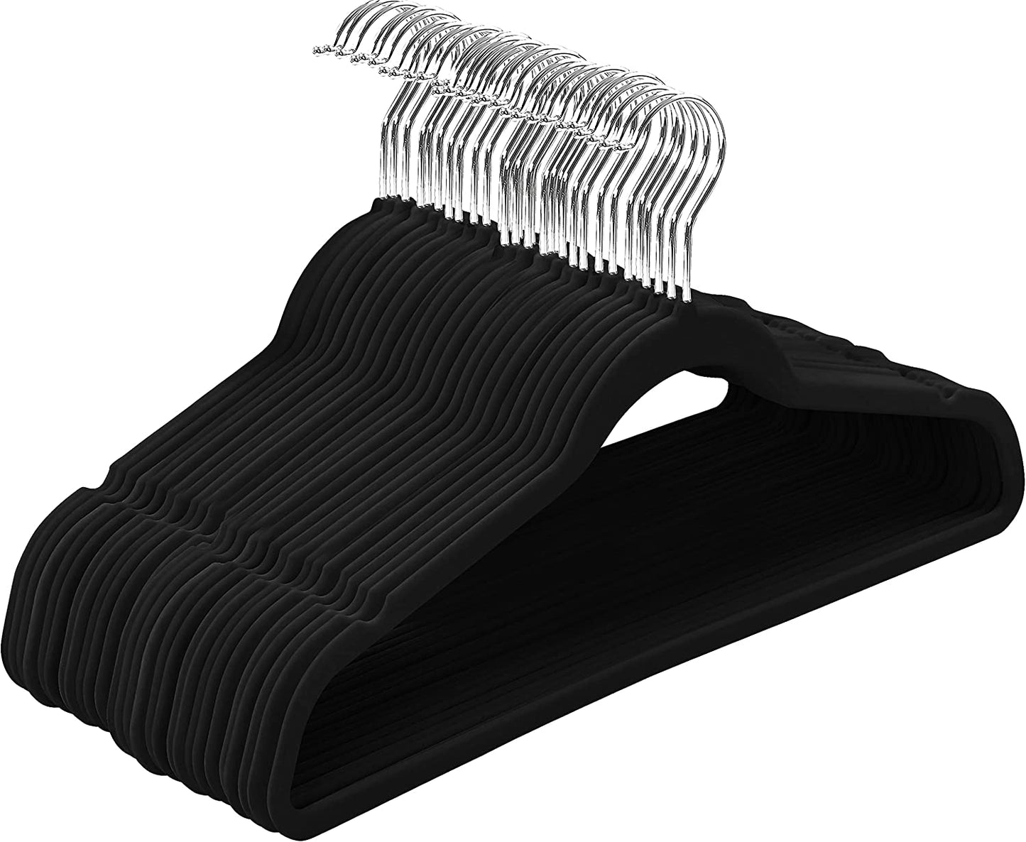 Velvet Hangers 50 Pack - Non-Slip Suit Hangers with 360 Degree Rotatable Hook - for Pants, Coats, Shirts & More (Black)