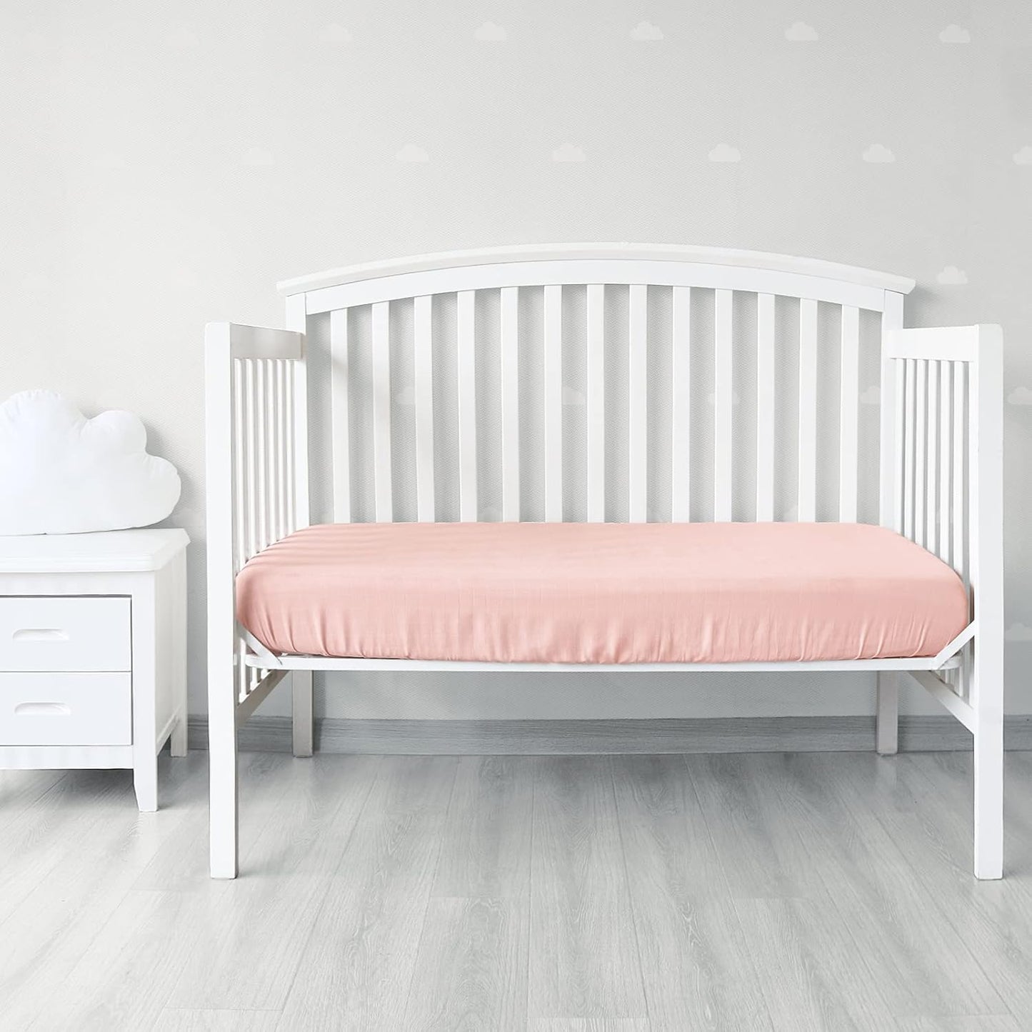 Muslin Crib Sheets for Boys and Girls 2 Pack, Ultra Soft Muslin Fitted Baby Crib Sheet for Standard Crib Mattress & Toddler Bed Mattress, Grey and Pink