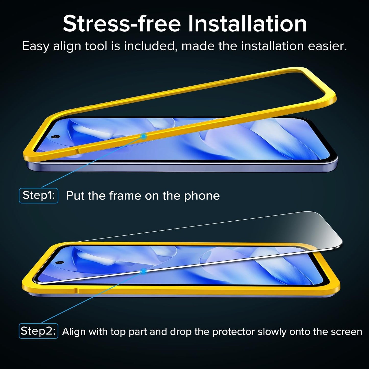 2 Pack Screen Protector for Google Pixel 9A, Tempered Glass Film, Alignment Frame, Easy Installation, Anti-Scratch Case Friendly Clear HD Film, 6.3-Inch