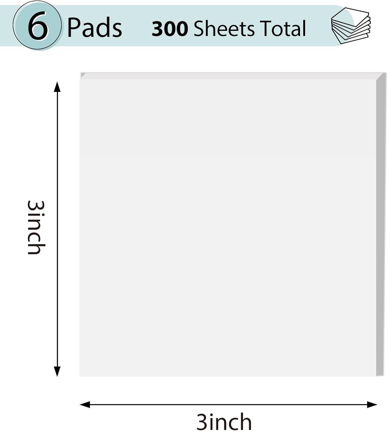 Transparent Sticky Notes - 3X3 Inch Clear, Waterproof Translucent Notes for Annotation - 300 Sheets