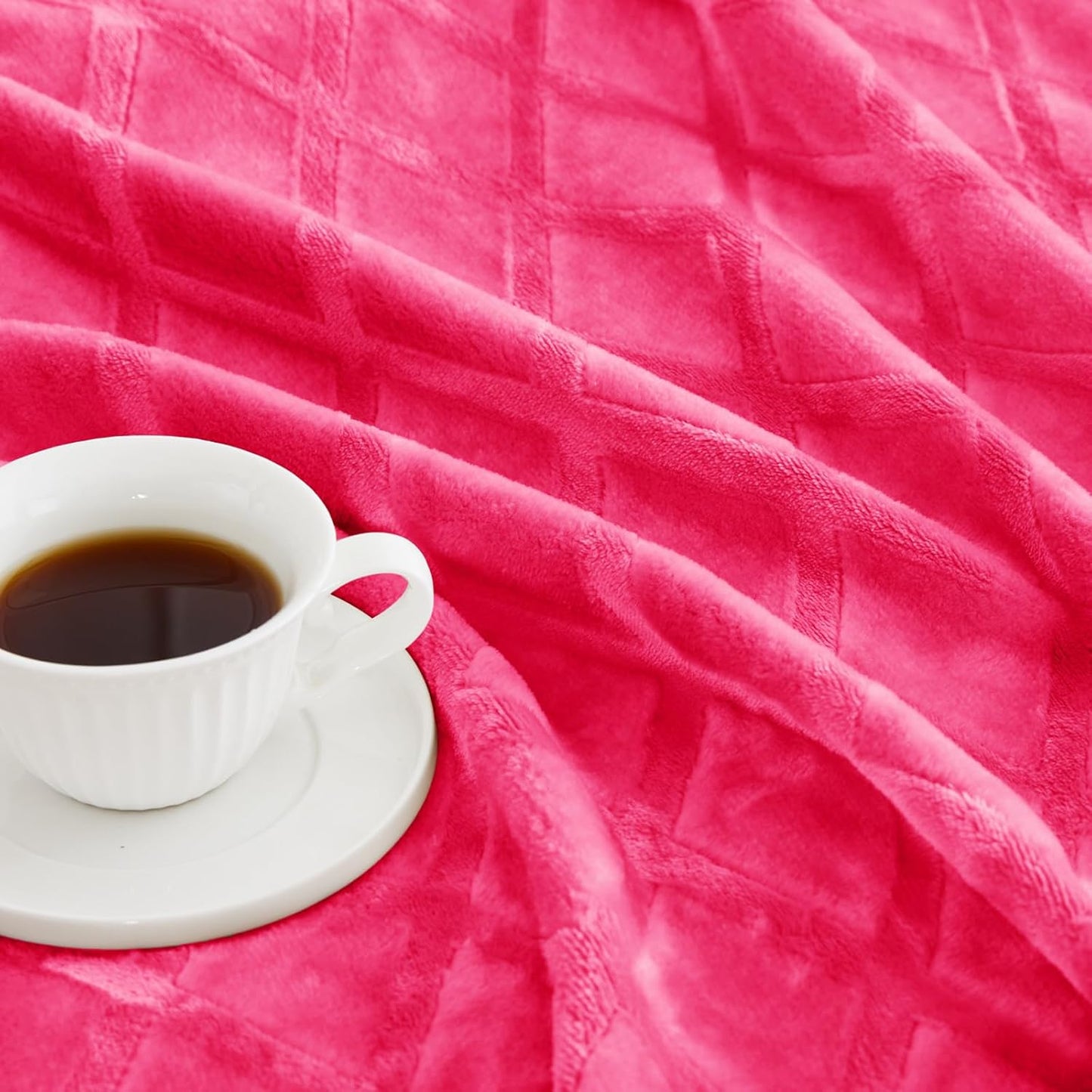 Lightweight Fleece Throw Blanket in Soft Hot Pink with Decorative Pattern, Ideal for Couch and Sofa Bed, 50x70 Inches, All-Season Use