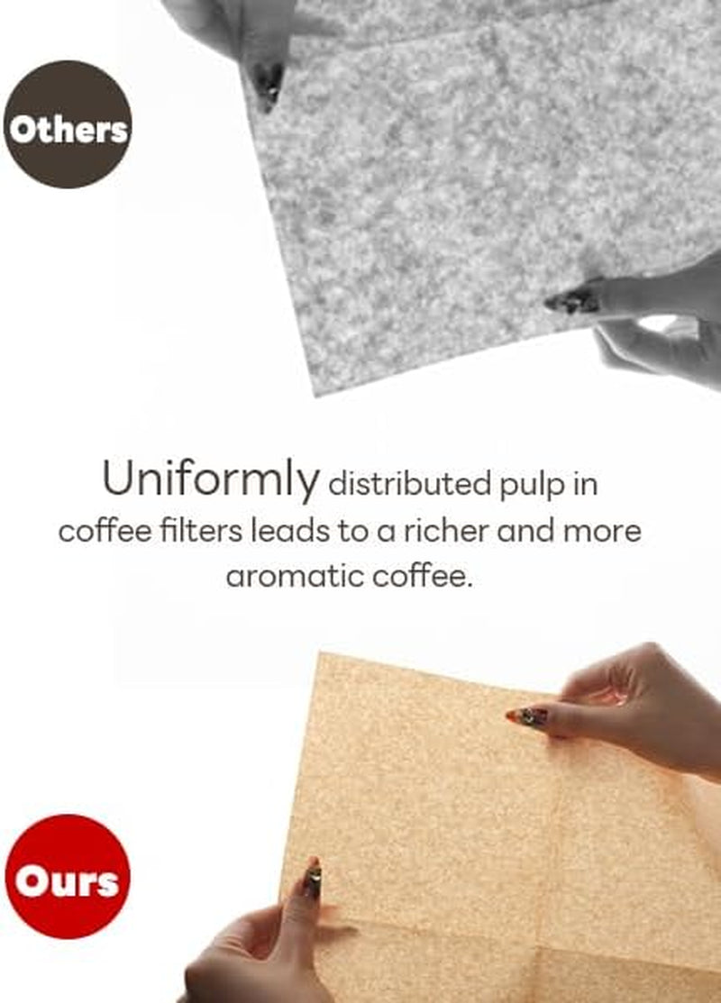 Pre-Folded Natural Unbleached Coffee Filters - 50 Pack, Compatible with Pour-Over Coffee Makers