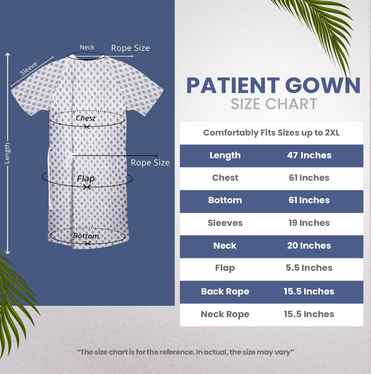 4 Pack Unisex Hospital Gowns, Extra Long Length Patient Gowns with Back Tie for Men and Women, Comfortably Fits Sizes up to 2XL