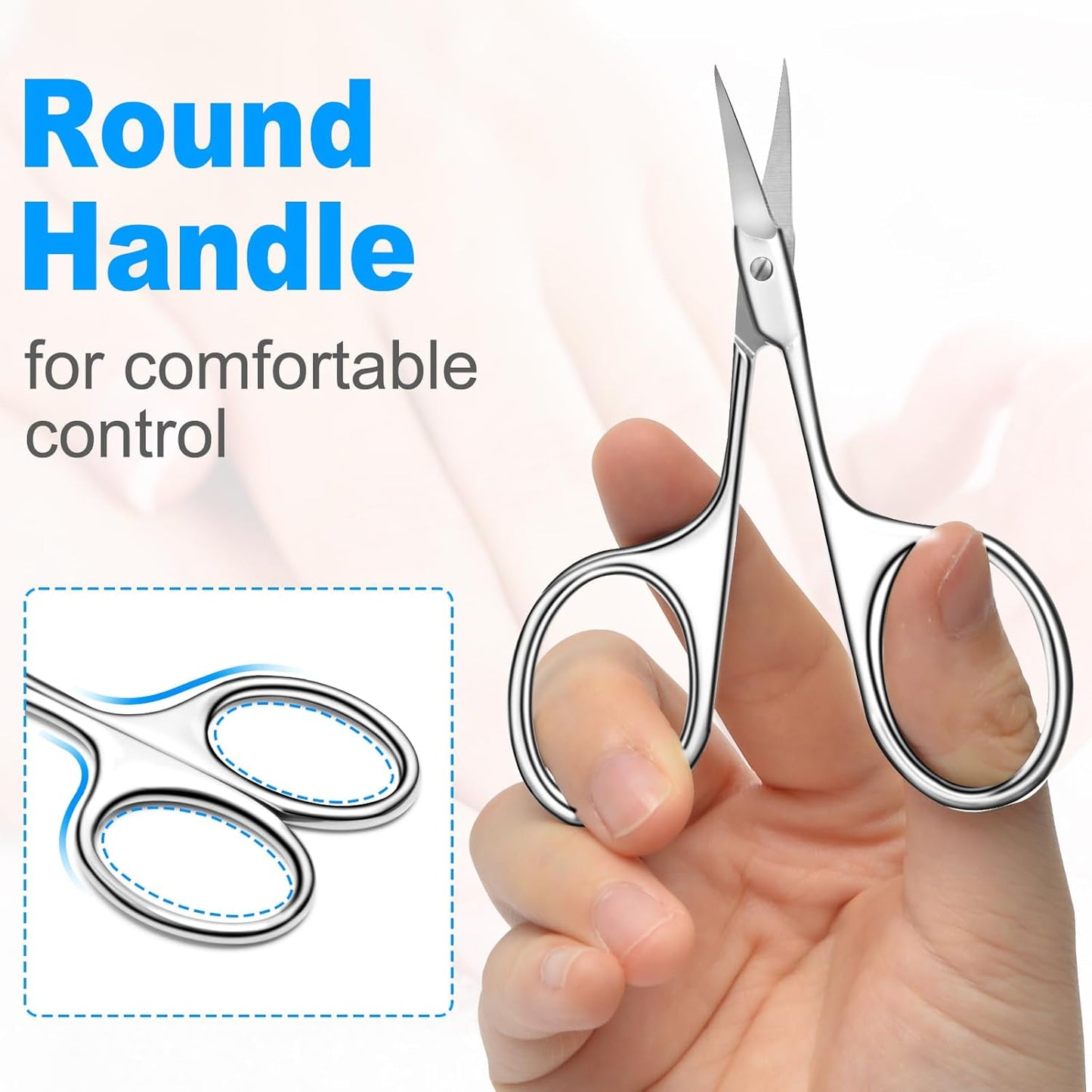 Curved Cuticle Scissors - Professional Stainless Steel Beauty Scissors - Sharp Small - Precise Pointed Tip - for Manicure, Eyebrows, Eyelash, Hair