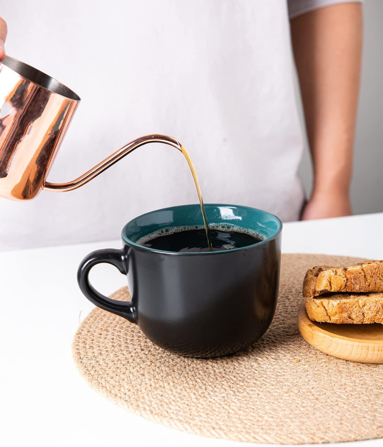 Ceramic Soup Mugs with Vented Lids, 24 Oz Multi-Color Set of 4, Ideal for Soup, Coffee, Cereal, Salad, and Noodles, Microwave and Dishwasher Safe