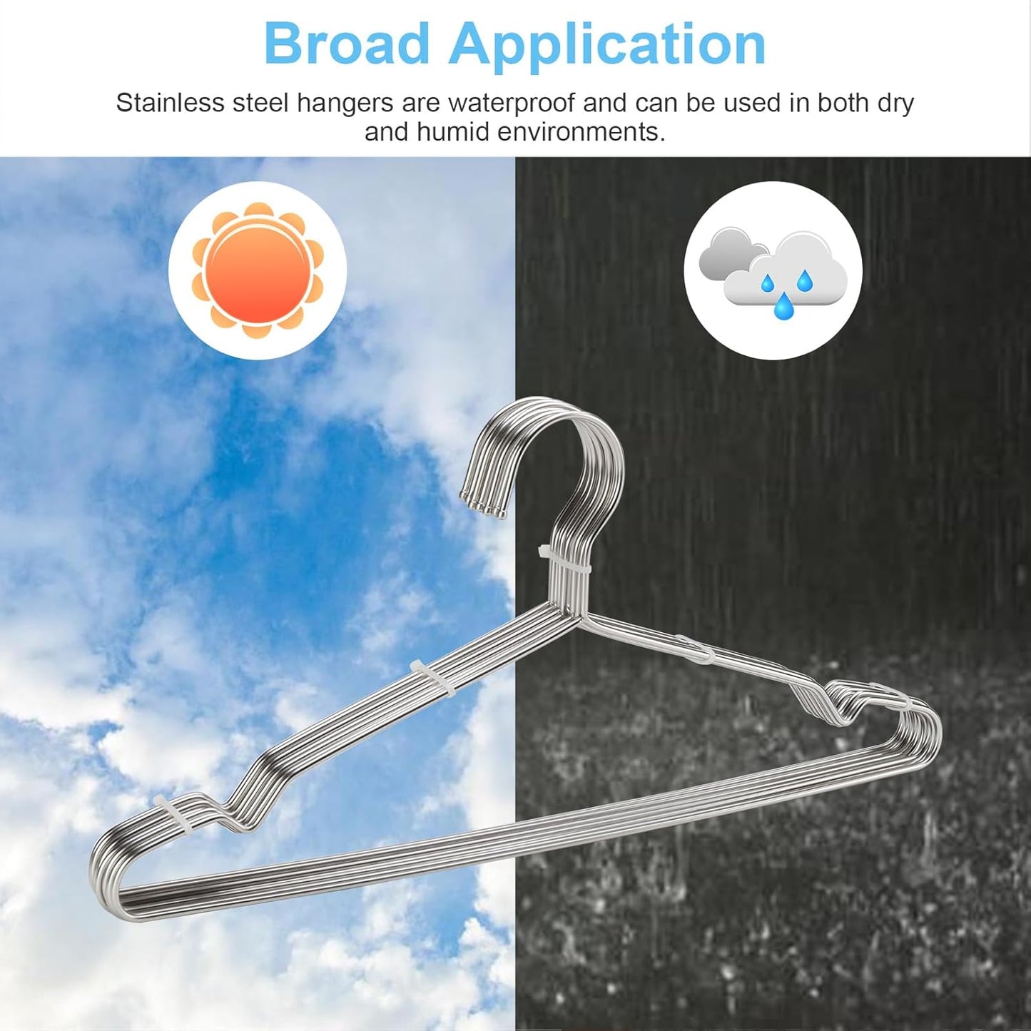 Coat Hangers Clothes 10 Pack Wire Hangers Heavy Duty Stainless Steel Hangers with Non Slip Grooves, 16.5 Inch Ultra Thin Metal Hangers Space Saving Clothing Hanger