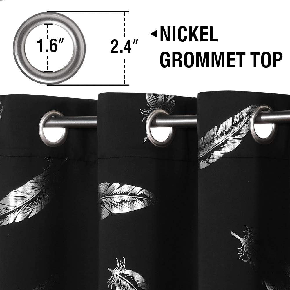 100% Blackout Black Curtains for Bedroom 84 Inches Long Thermal Insulated Window Curtain Drapes for Living Room/Sliding Glass Door, Modern Simple 2 Panels, Black