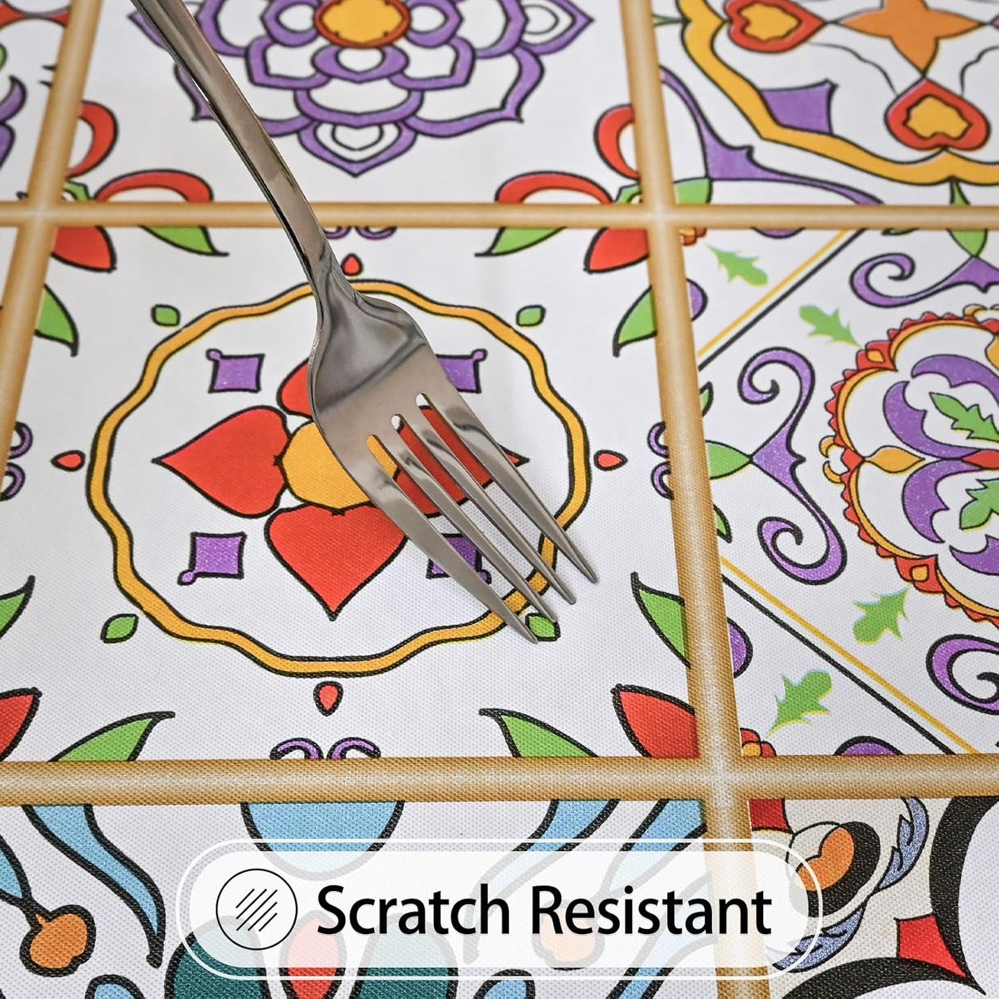 Rectangle Tablecloth, Waterproof Vinyl Table Cloth with Flannel Backing, Plastic Table Cloths for Dinner, Kitchen, Outdoor and Parties, 60"X84"