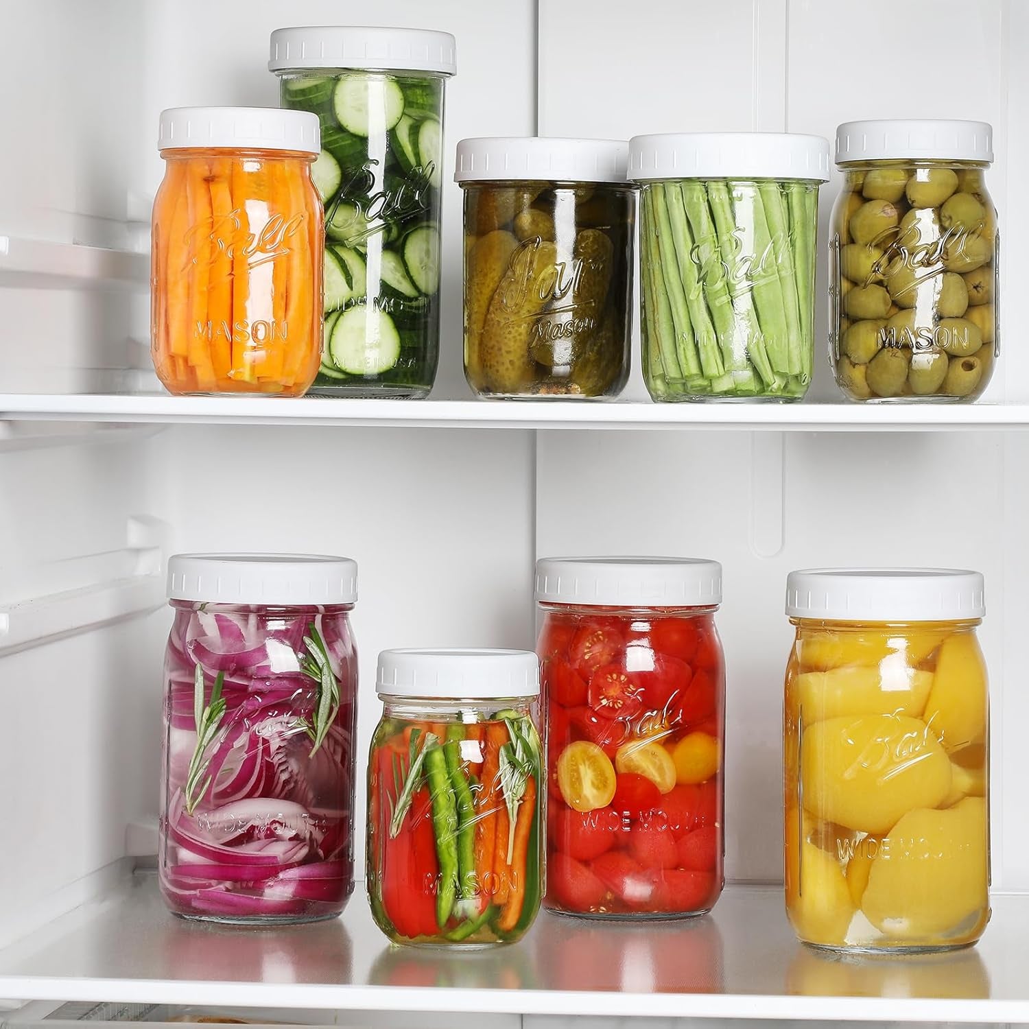 16-Pack Plastic Mason Jar Lids - 8 Regular Mouth and 8 Wide Mouth Jar Lids - Plastic Storage Caps for Ball, Kerr Canning Mason Jars - 100% Sealing & Dishwasher Safe & Food Grade