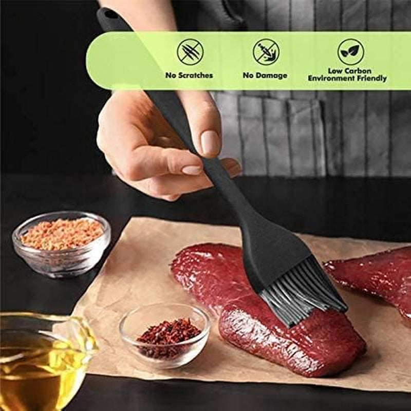 Silicone Pastry Basting Brush - 2Pcs 10 + 8 in Heat Resistant Brush for Baking Cooking Food, BPA Free Kitchen Brush for Sauce Butter Oil, Stainless Steel Core Design for Barbecue BBQ Grilling