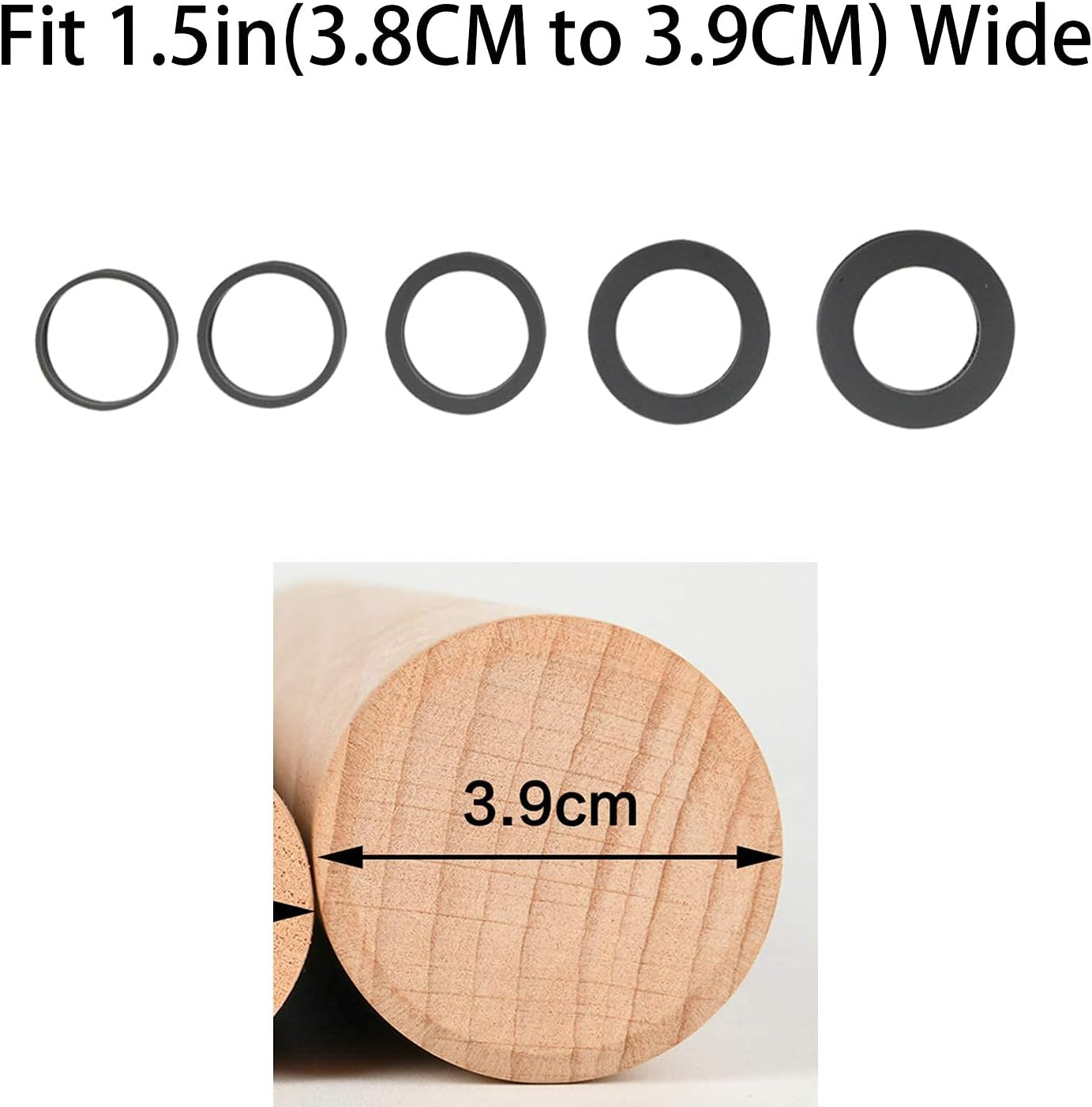 Silicone Guide Rings for Rolling Pin (10 Piece Set) Silicon Thickness Spacer Bands for Baking Dough Roller Fit 1.5 Inches(3.8Cm) Wide Roll Pins,By