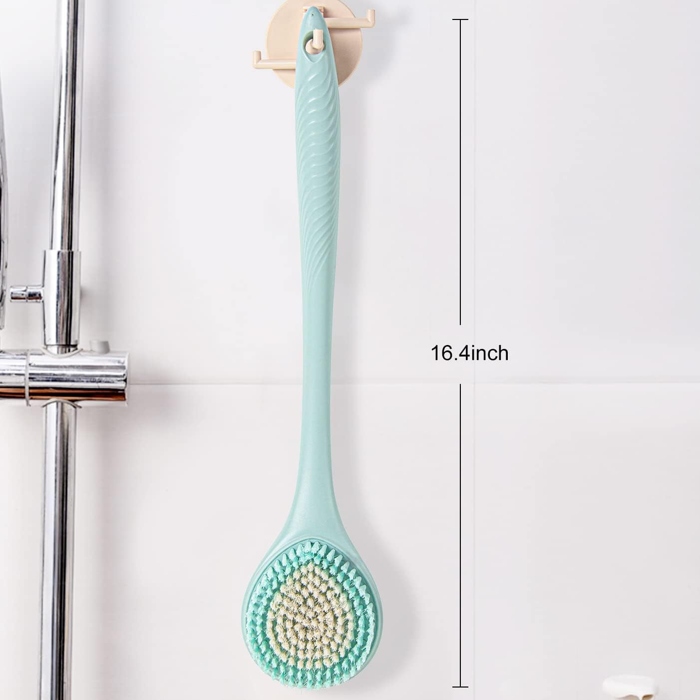 Back Scrubber for Shower - Long Handle Bath Brush (16.4 Inches) with Soft Bristles, Exfoliating Body Brush for Men & Women(Blue)