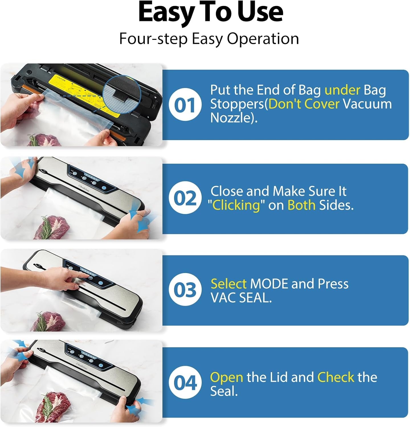 Vacuum Sealer Machine, with Starter Kit and 2-Year Warranty, Automatic Air Sealing for Food Storage, Build-In Cutter, Moist Mode, EXT-VAC