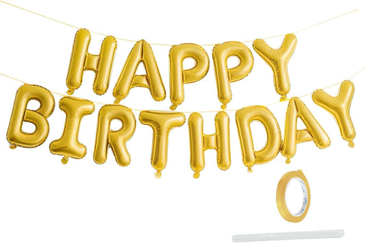 Gold Happy Birthday Banner Metallic, Gold Birthday Balloons, 13Pcs Mylar Foil Letters Balloons, Inflatable Party Decor, Golden Happy Birthday Sign Party Decorations for Women, Globos De Cumpleaños