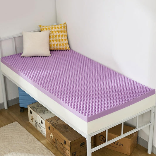 2 Inch Egg Crate Memory Foam Mattress Topper Twin XL, Twin Extra Long Mattress Pads for College Dorm Single Bed, Pressure Relieve Certipur-Us Certified,39X80 Inches