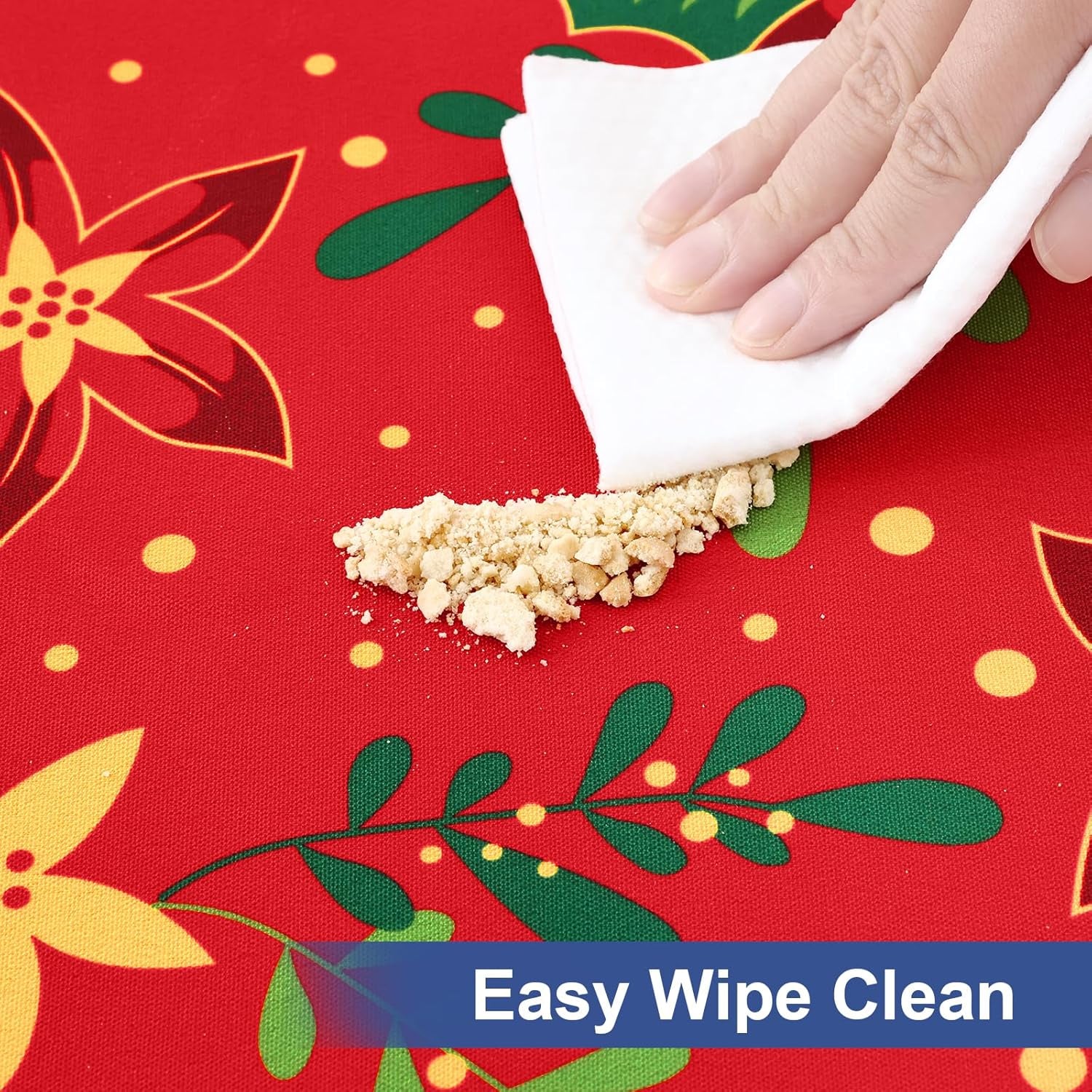 round Fabric Fitted Tablecloth, Elastic Waterproof Oil Proof Table Cloth, Washable Polyester Table Cover Fits 36"-44" round Tables for Outdoor Picnic Dinner, Flowers