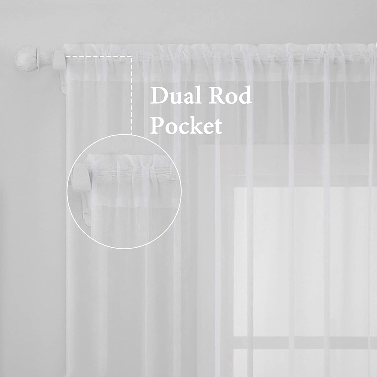 2 Panels Solid Color White Sheer Window Curtains Elegant Window Voile Panels/Drapes/Treatment for Bedroom Living Room (54 X 84 Inches White)