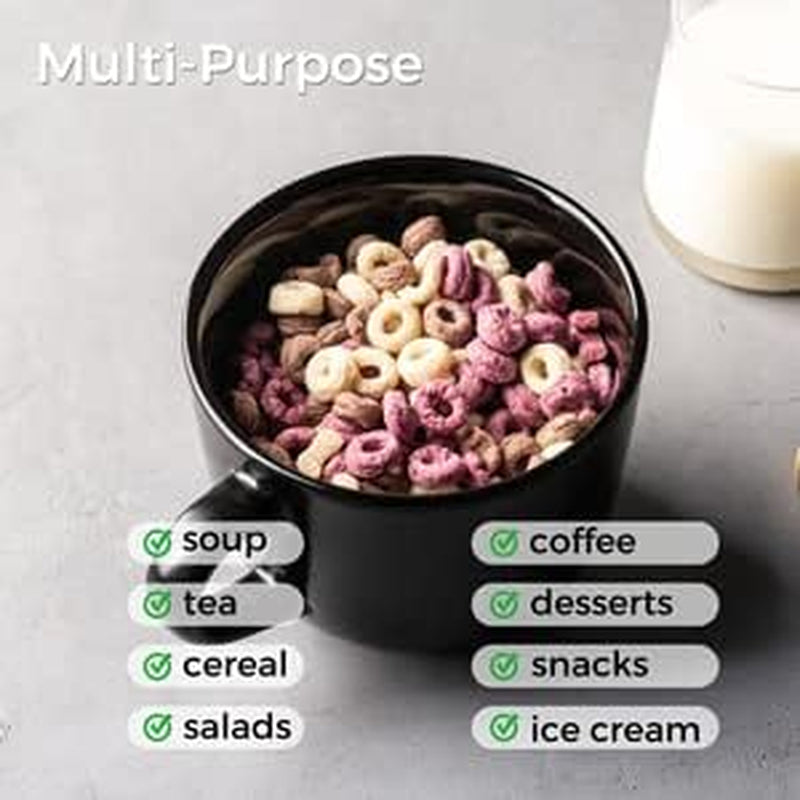 Ceramic Soup Mugs with Vented Lids, 24 Oz Capacity, Set of 4 - Versatile Cups for Coffee, Cereal, Salad, Noodles, Tea, and Soup, Microwave and Dishwasher Safe, Black