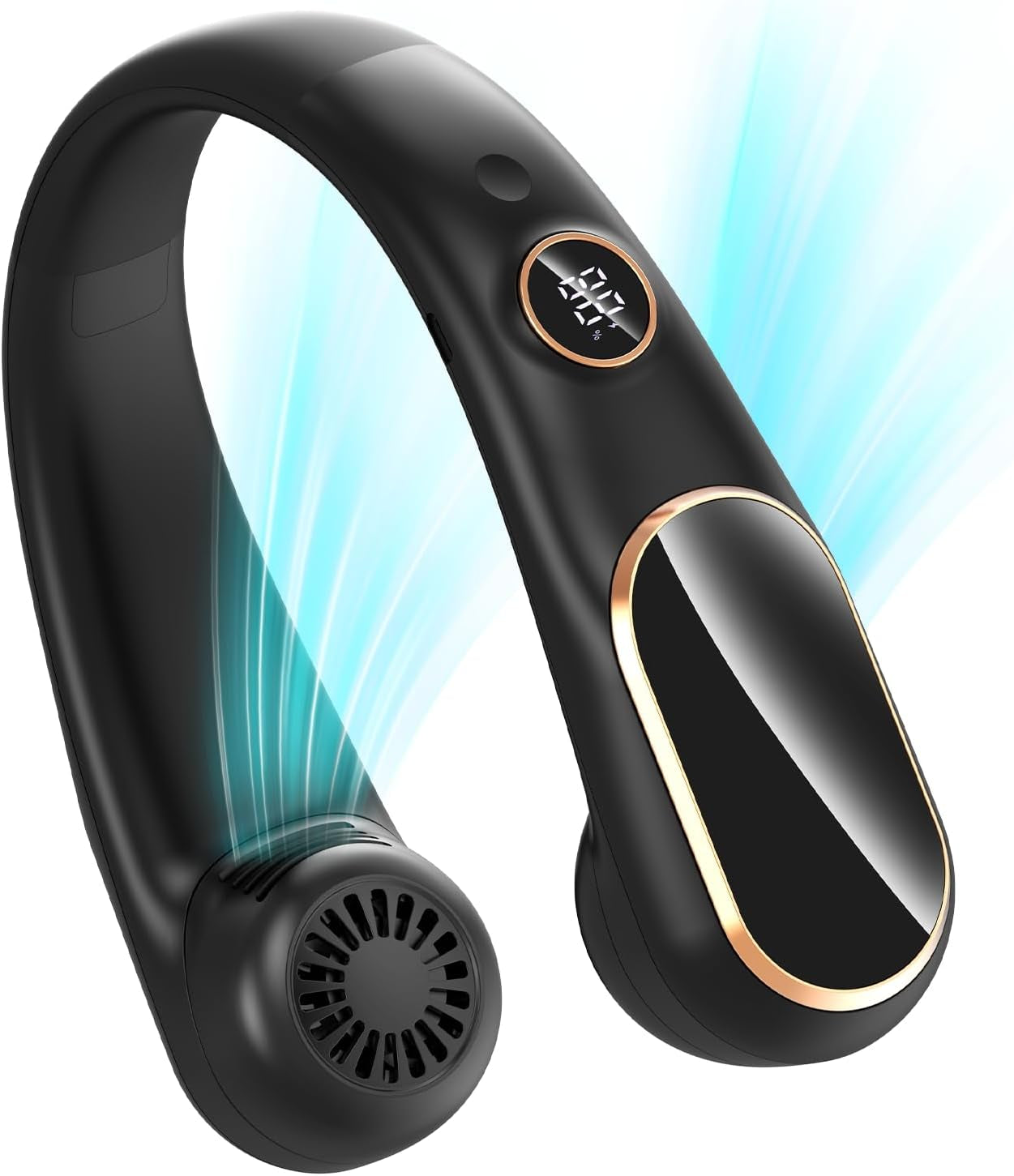 Neck Fan Rechargeable, Personal Portable Fan Battery Operated, Hands Free Wearable USB Neck Cooling Fan for Indoor Outdoor, Width Adjustable, Digital Display, 4-12H Working Time