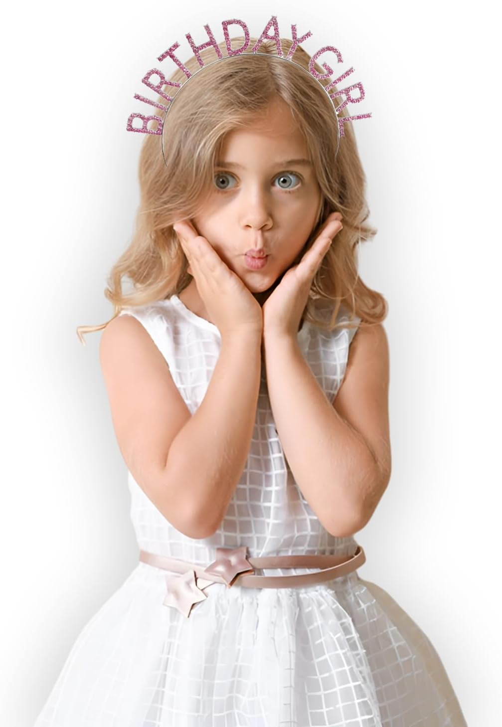 Birthday Girl Tiara and Sash Crown Headband (Pink)