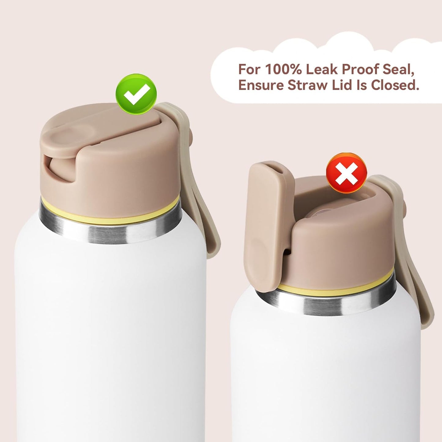 12Oz Kids Water Bottle for School Boys&Girls, Toddler Cup, 304 Stainless Steel Insulated Sport Water Bottle with Straws, Bpa-Free, White
