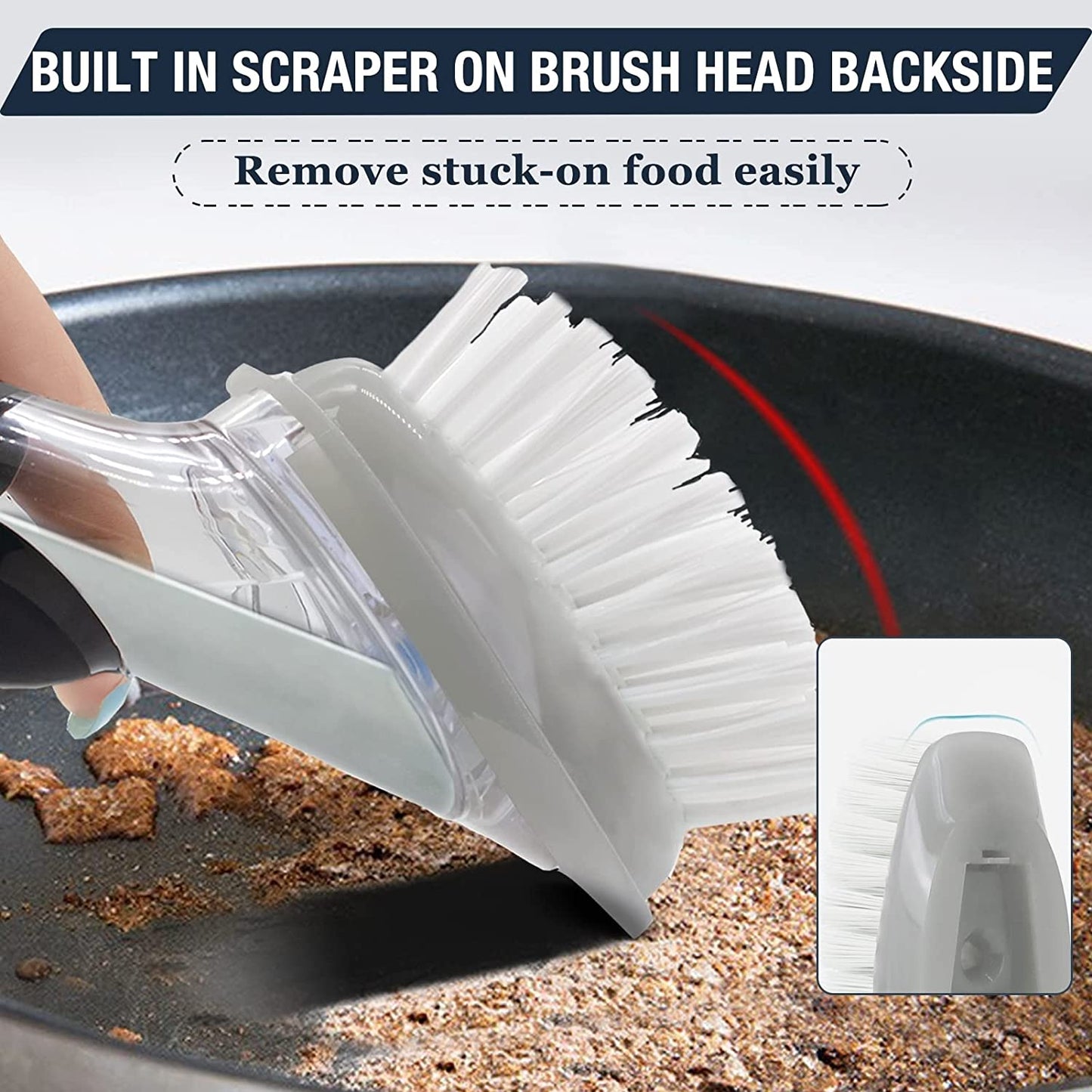 Brush Refills for OXO Dish Brush - 4 Pack Dish Brush Cleaning Soap Dispensing Head Replacement for Scrubber(Grey)
