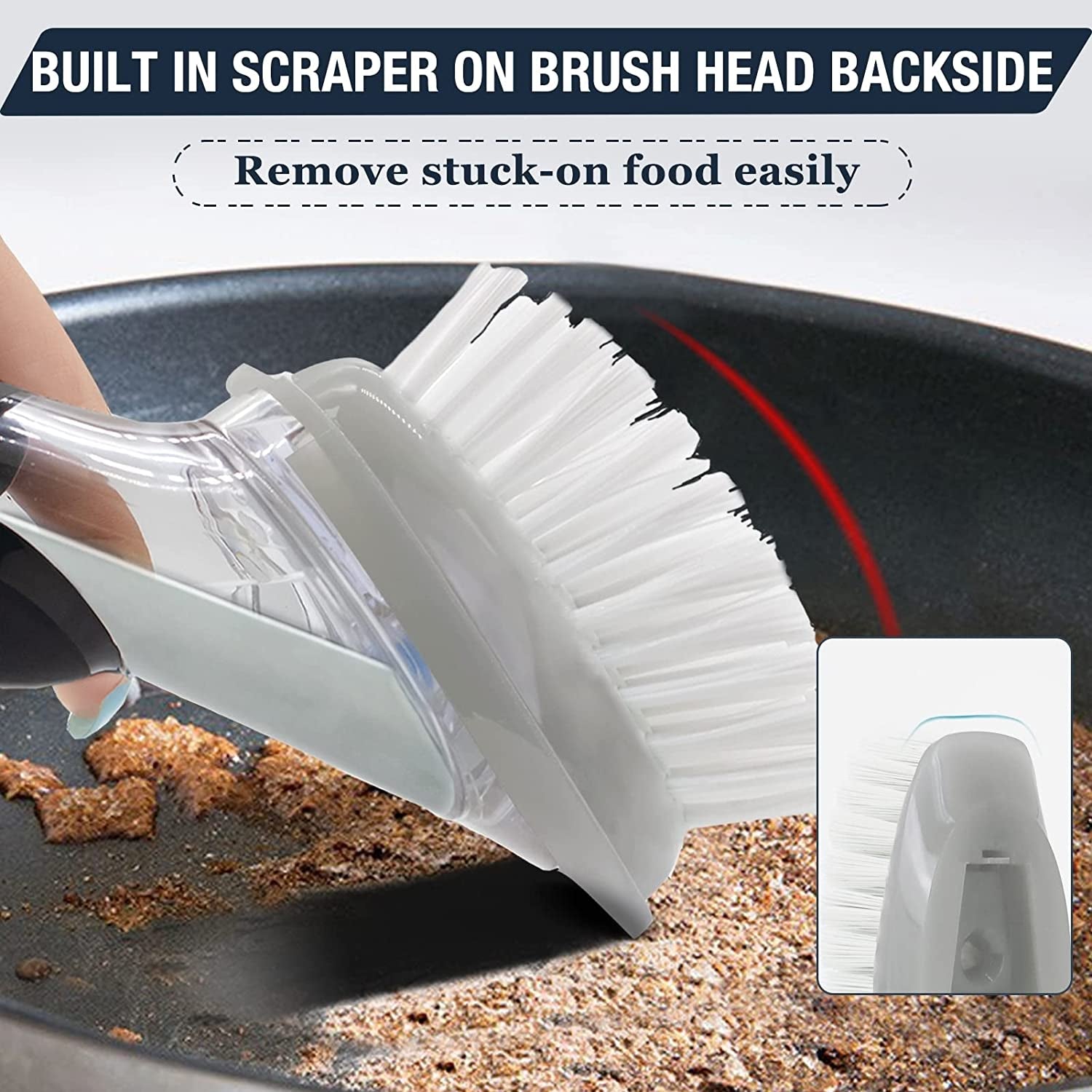 Brush Refills for OXO Dish Brush - 4 Pack Dish Brush Cleaning Soap Dispensing Head Replacement for Scrubber(Grey)