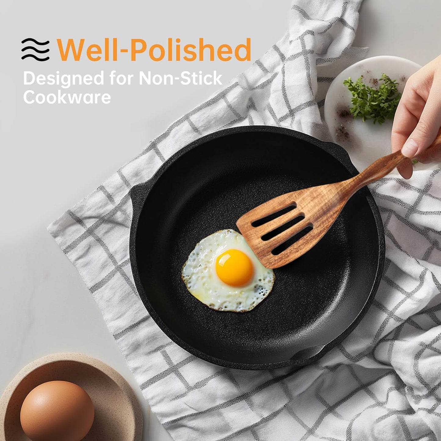 Acacia Wooden Spoons for Cooking – 6-Piece Wooden Kitchen Utensil Set with Spatula, Slotted Spoon & Pasta Fork