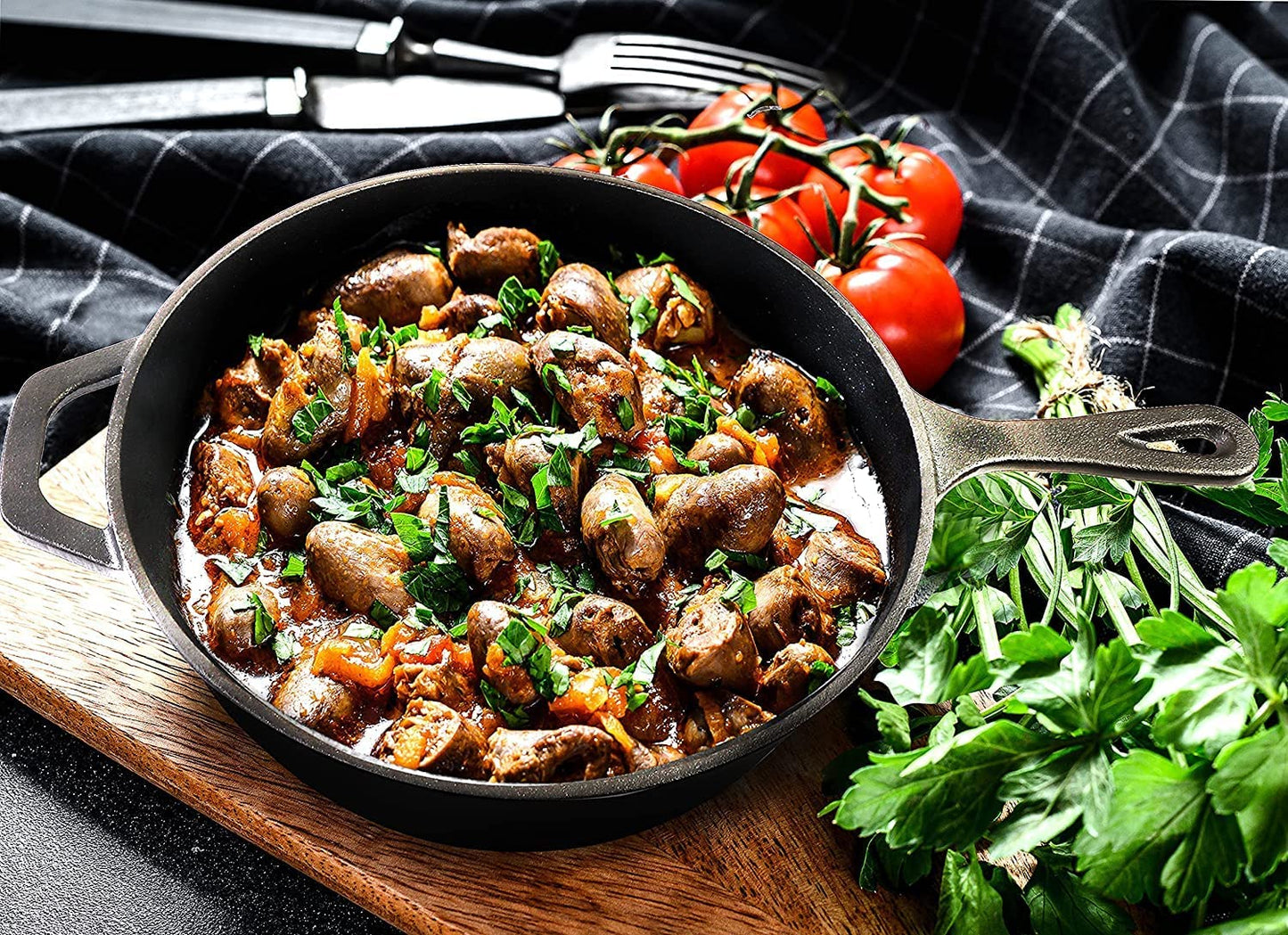 Cast Iron Frying Pan 12 Inch, Cast Iron Chefs Pan, Pre Seasoned Skillet, Safe Grill Cookware for Indoor & Outdoor Use, Black