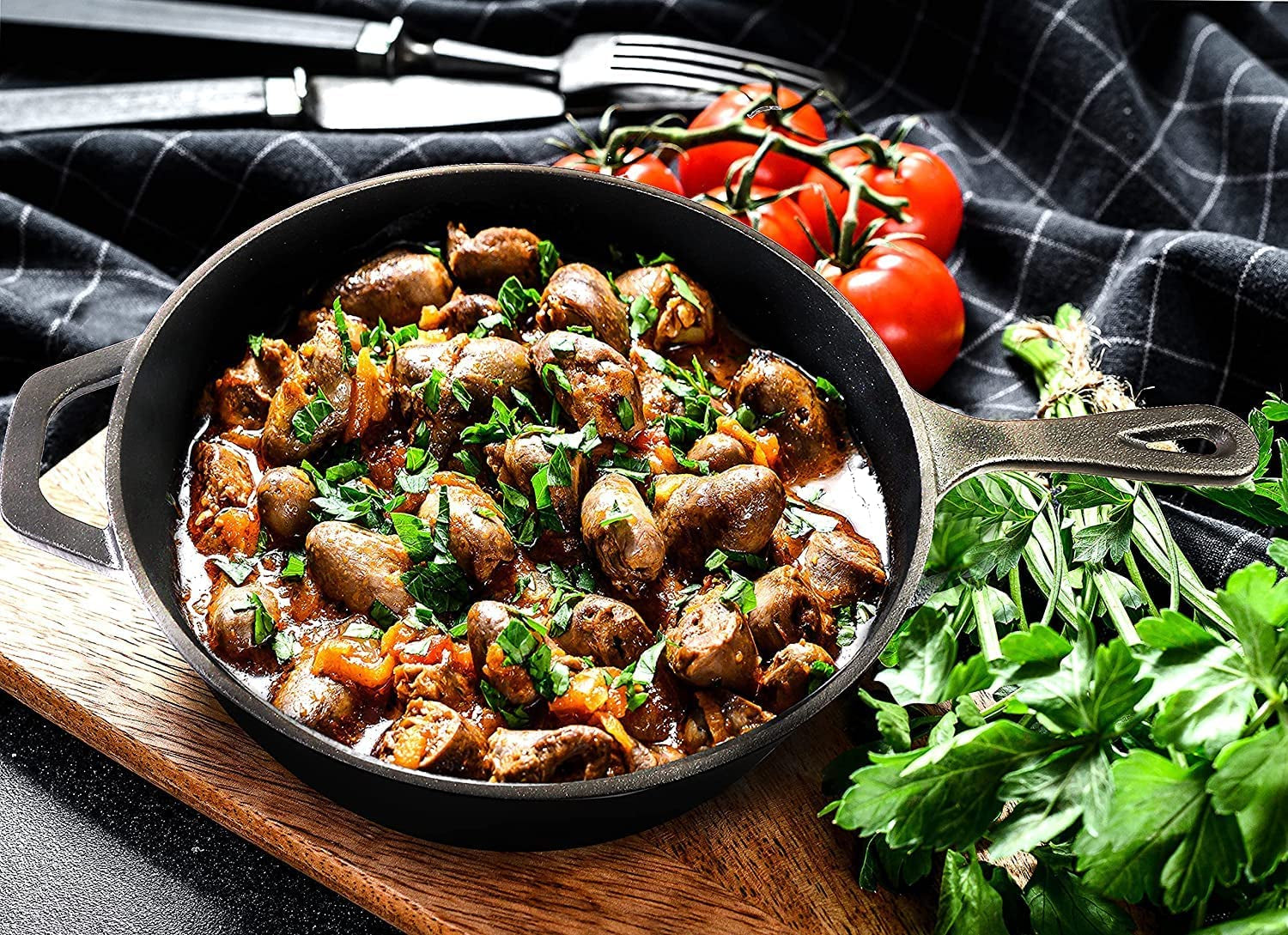 Cast Iron Frying Pan 12 Inch, Cast Iron Chefs Pan, Pre Seasoned Skillet, Safe Grill Cookware for Indoor & Outdoor Use, Black