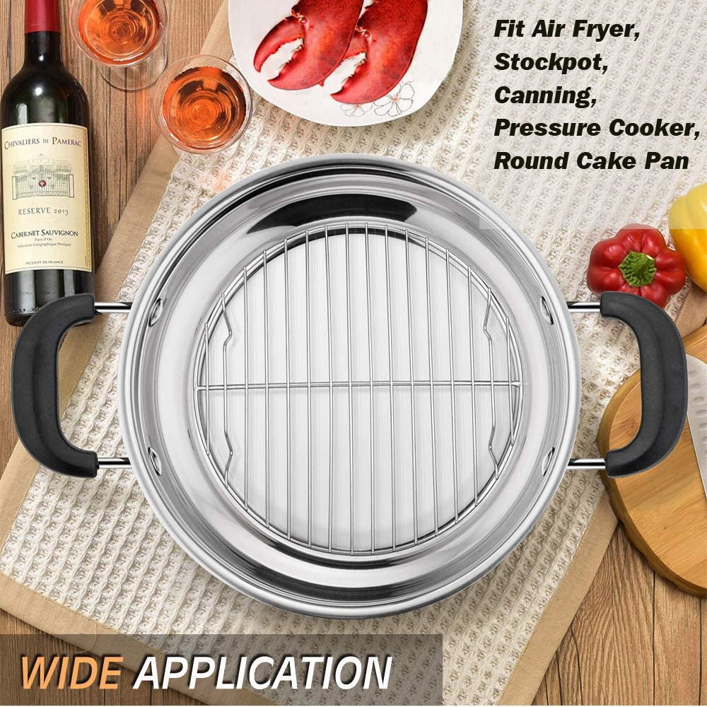 round Cooking Rack, 3 Pcs Stainless Steel Baking Cooling Steaming Grilling Rack, Fits Air Fryer/Stockpot/Pressure Cooker/Round Cake Pan, Oven & Dishwasher Safe (7.5 + 9 + 10.5 Inch)