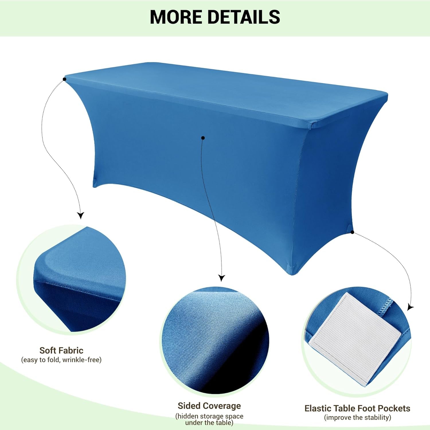 6Ft Stretch Spandex Table Cover for Standard Folding Tables - 2 Pack Universal Rectangular Fitted Tablecloth Protector for Wedding, Banquet and Party,72L X 30W X 30H Inches, Aqua, 2Pc