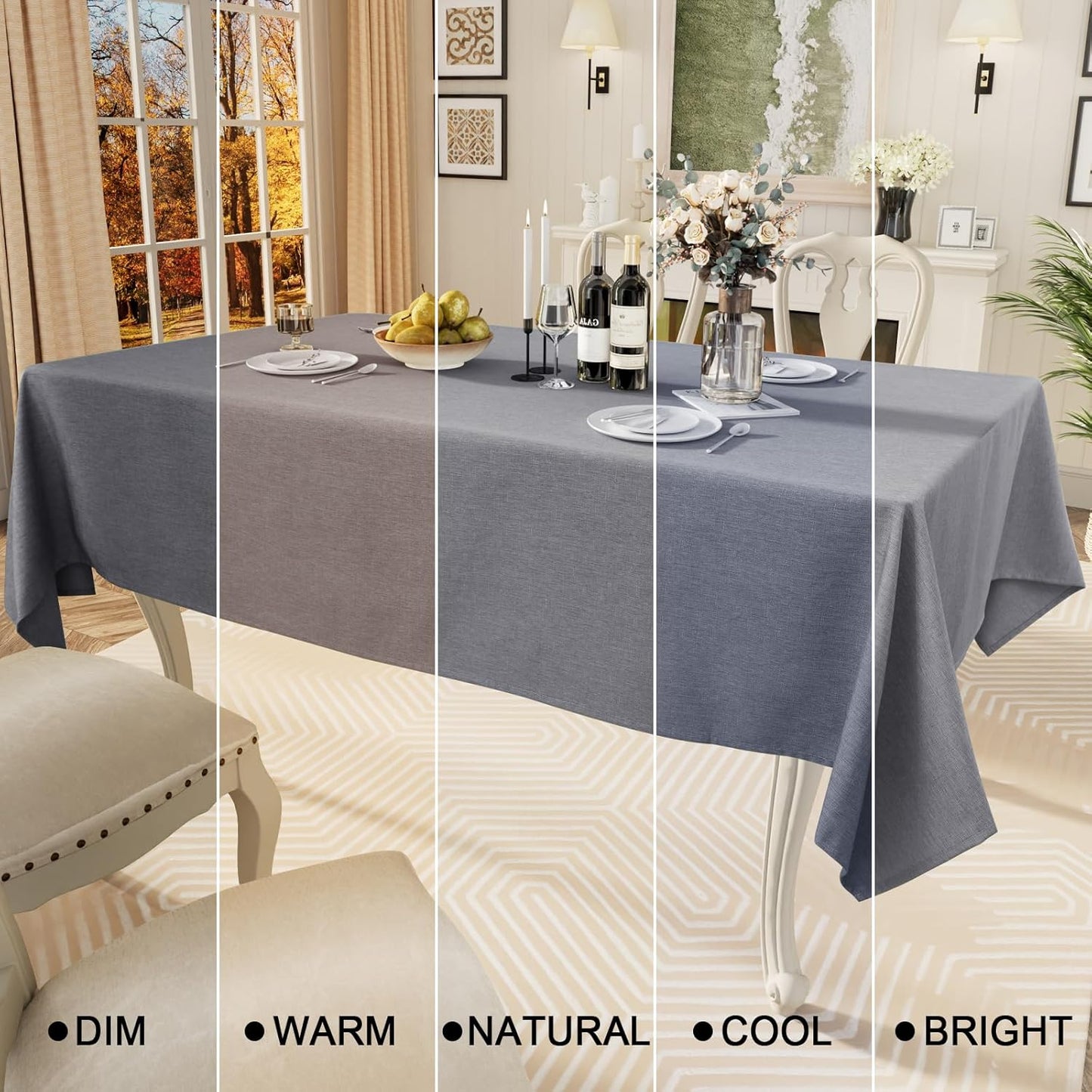 Rectangle Table Cloth Linen Textured, Waterproof Spillproof Anti-Wrinkle Burlap Tablecloth, Washable Decorative Fabric Table Cover for Dining, Party, Banquet, 52 X 70 Inch, Grey
