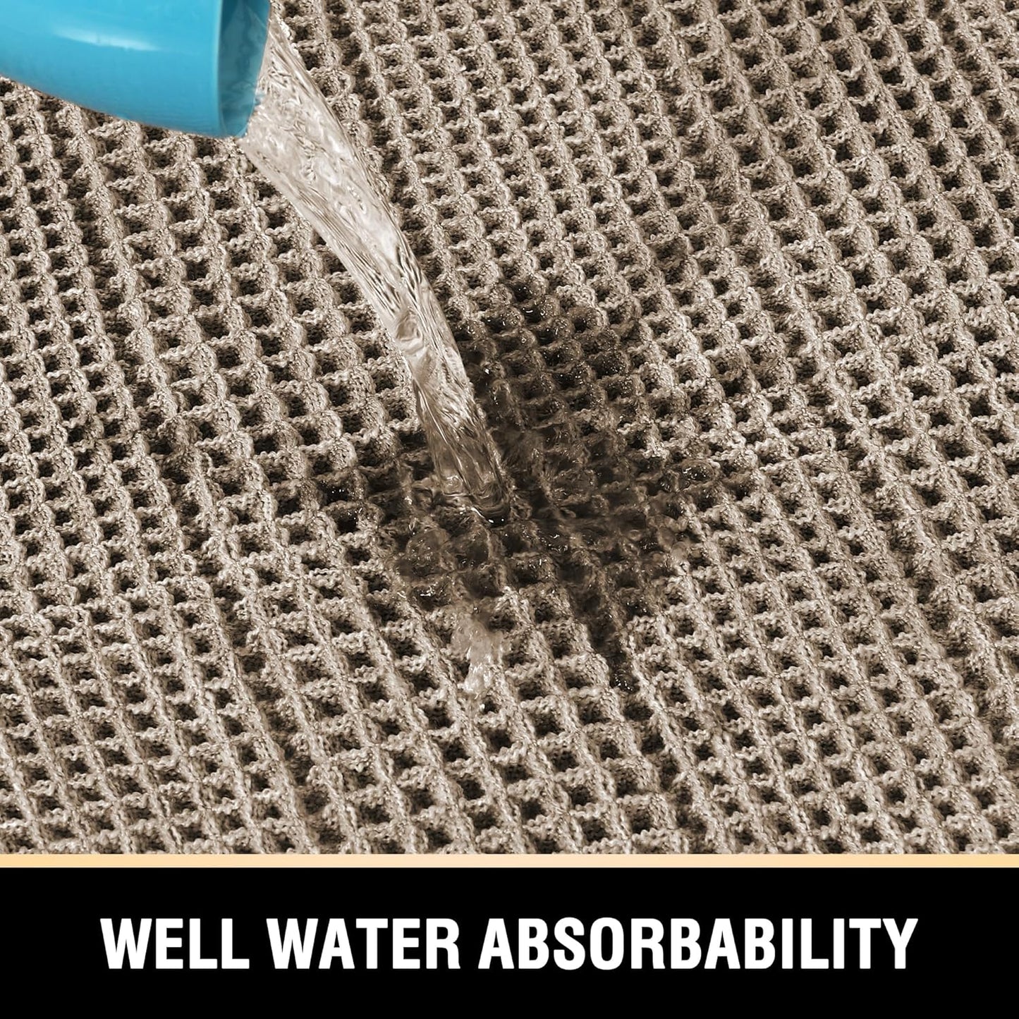 Upgraded Waffle Bath Mat Super Absorbent Non Slip Bath Rug 17" X 24", Irish Cream