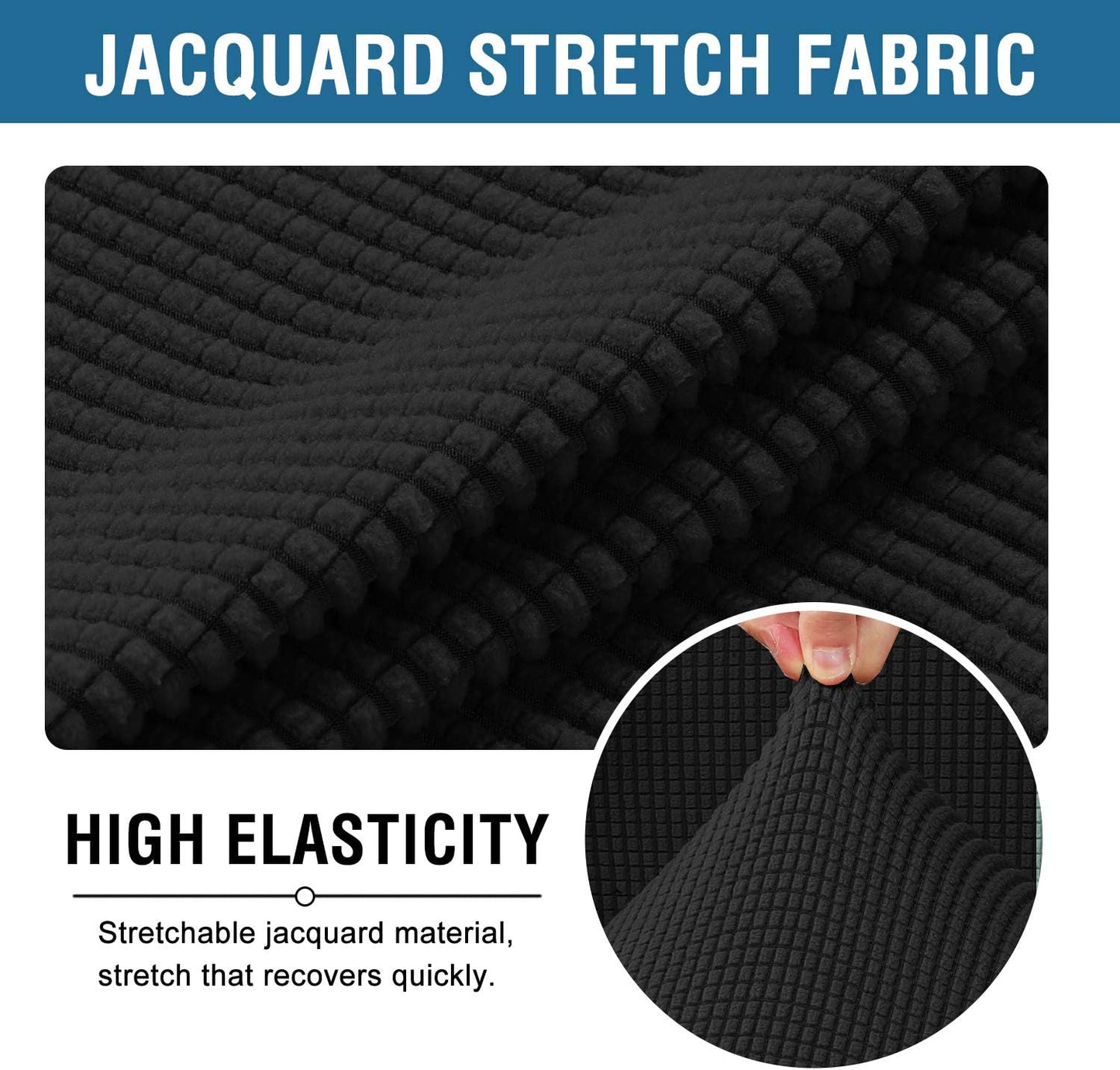 Home Office Chair Covers Stretchable Computer Desk Chair Covers Mid - High Back Universal Executive Boss Gaming Seat Cover Removable Machine Washable,Non Slip Thick Jacquard, Black- Large