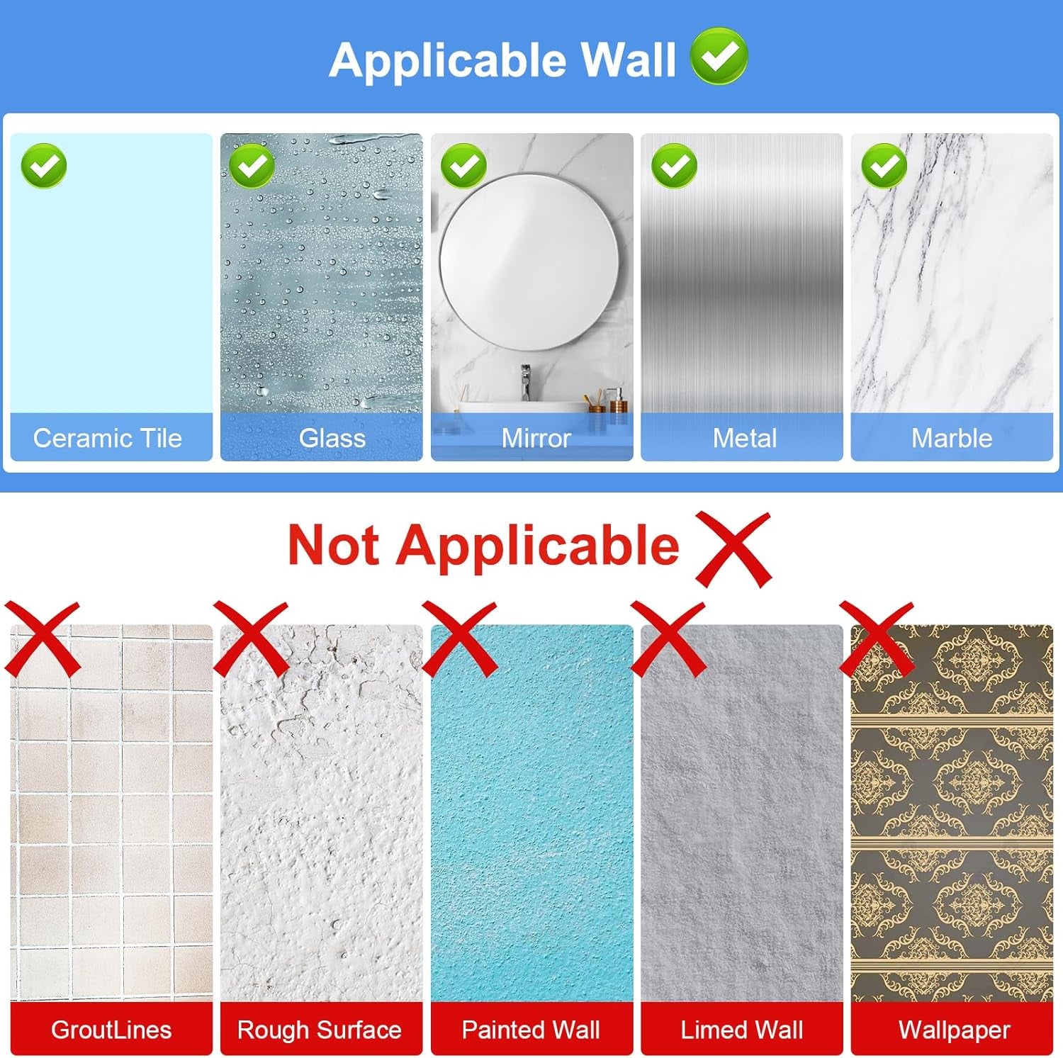 2Pc Acrylic Wall Mount Organizer, Adhesive Shelf, Bathroom Shelves for Wall, Self Adhesive Organizer, Shower Caddies, No Drilling Hang Wall,With 3Pack Tapes, for Bathroom, Kitchen, Living Room