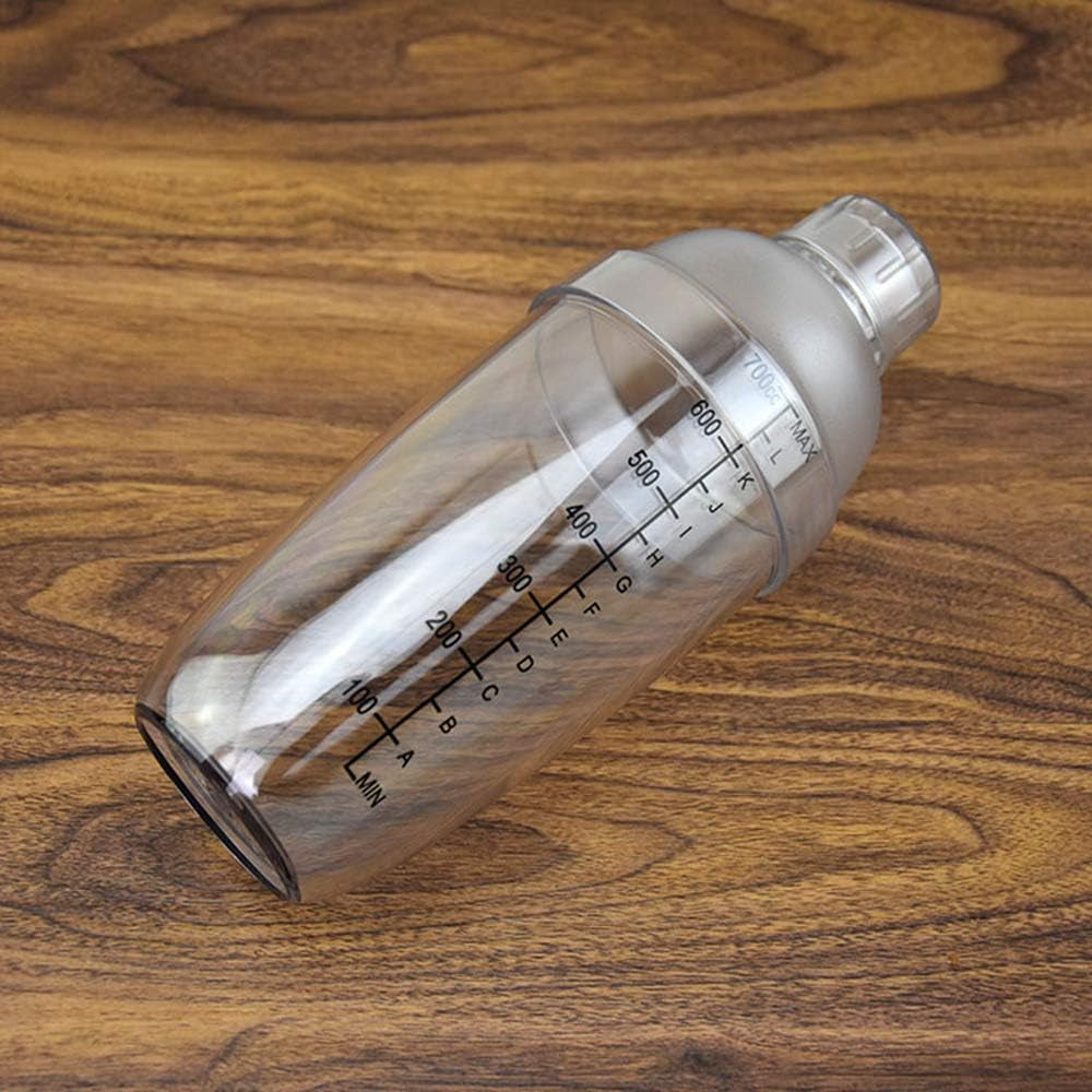 Plastic Cocktail Shaker, Hand Drink Mixer Boba Tea Shaker Cup with Scales,Bar Tool Transparent (24 Oz / 700Cc)