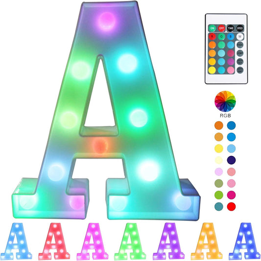 Colorful LED Marquee Letter Lights with Remote – Light up Signs – Party Bar Decorations for the Home - Multicolor A