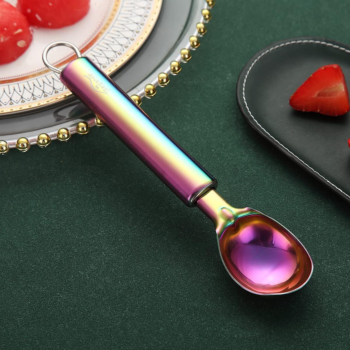 Titanium Plated Stainless Steel Ice Cream Scoop and Cookie Melon Baller, Dishwasher Safe Specialty Tool